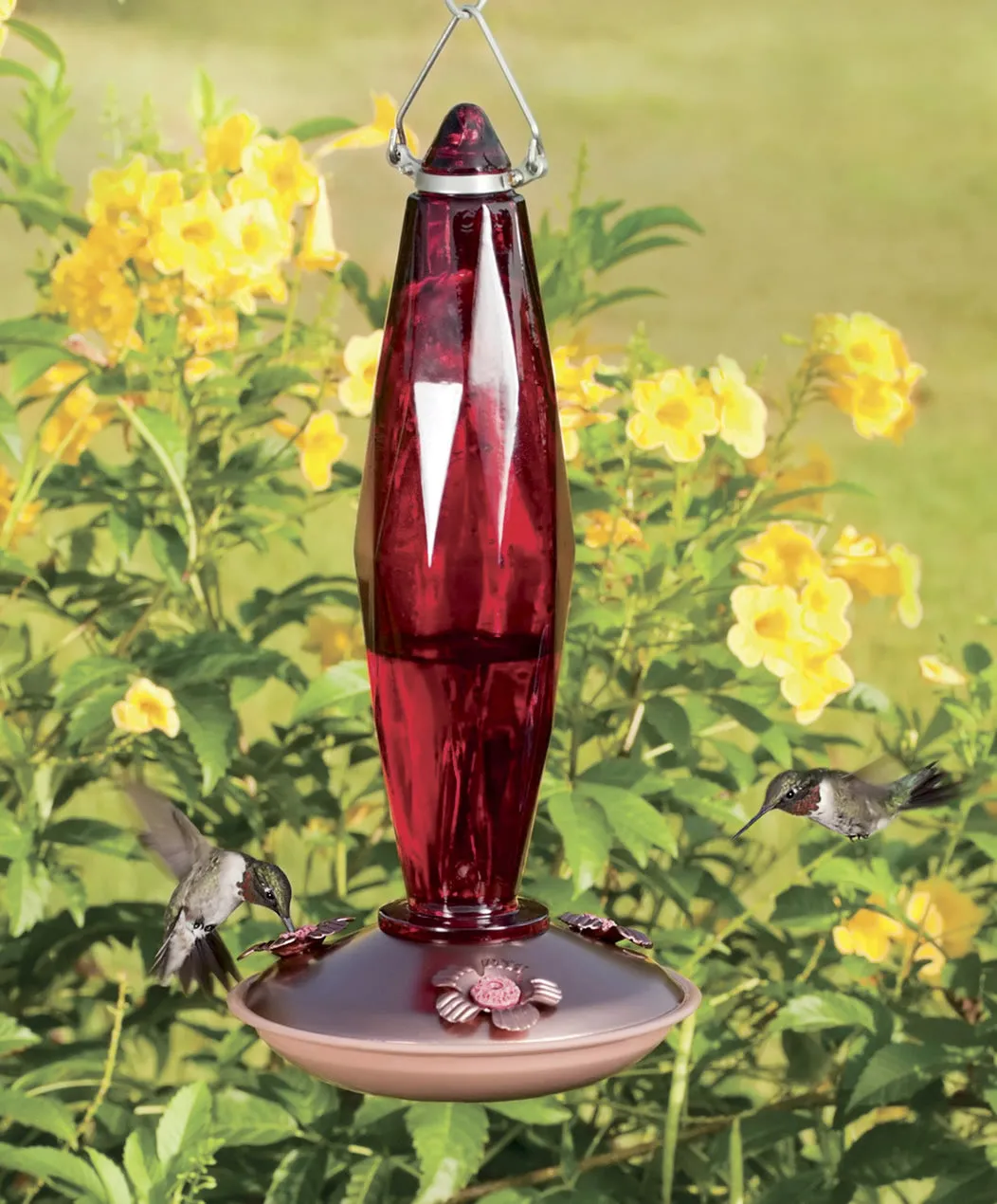 8 oz. Medium Jewel Cut Glass Hummingbird Feeder
