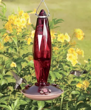8 oz. Medium Jewel Cut Glass Hummingbird Feeder
