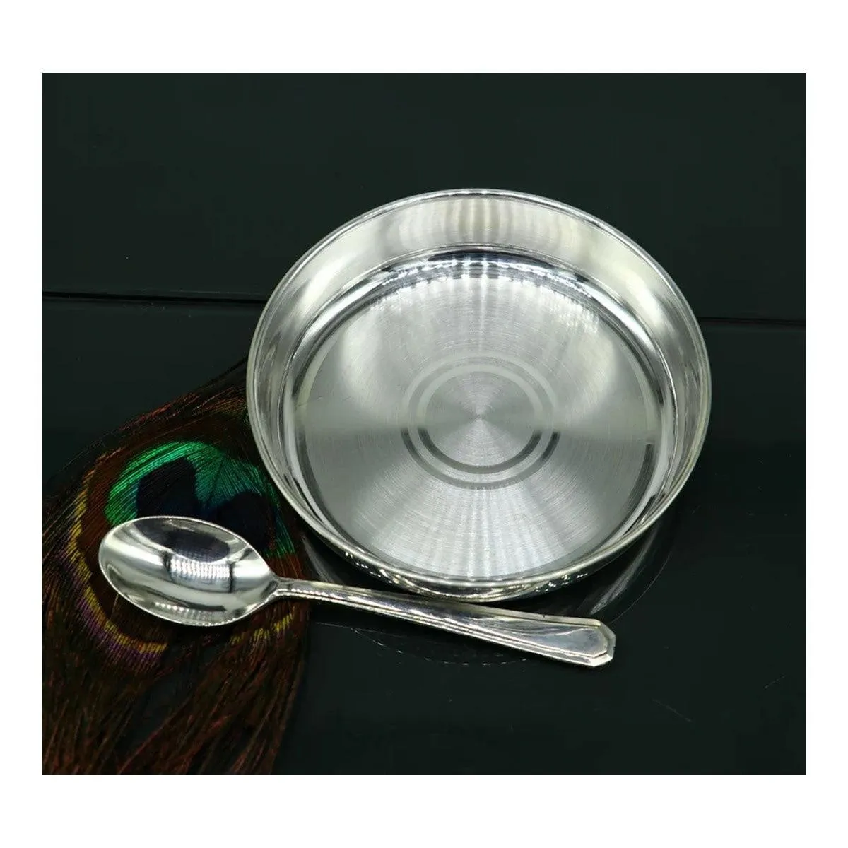 999 fine silver handmade plate or tray, best baby gifting food serving plate, silver utensils, silver vessel