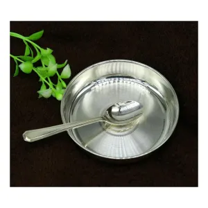 999 fine silver handmade plate or tray, best baby gifting food serving plate, silver utensils, silver vessel