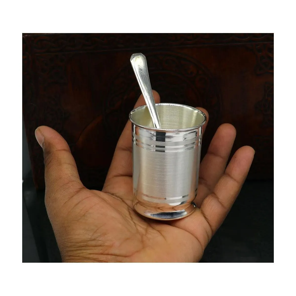 999 pure silver Water/milk tumbler, silver vessel, silver baby set utensils, silver puja article