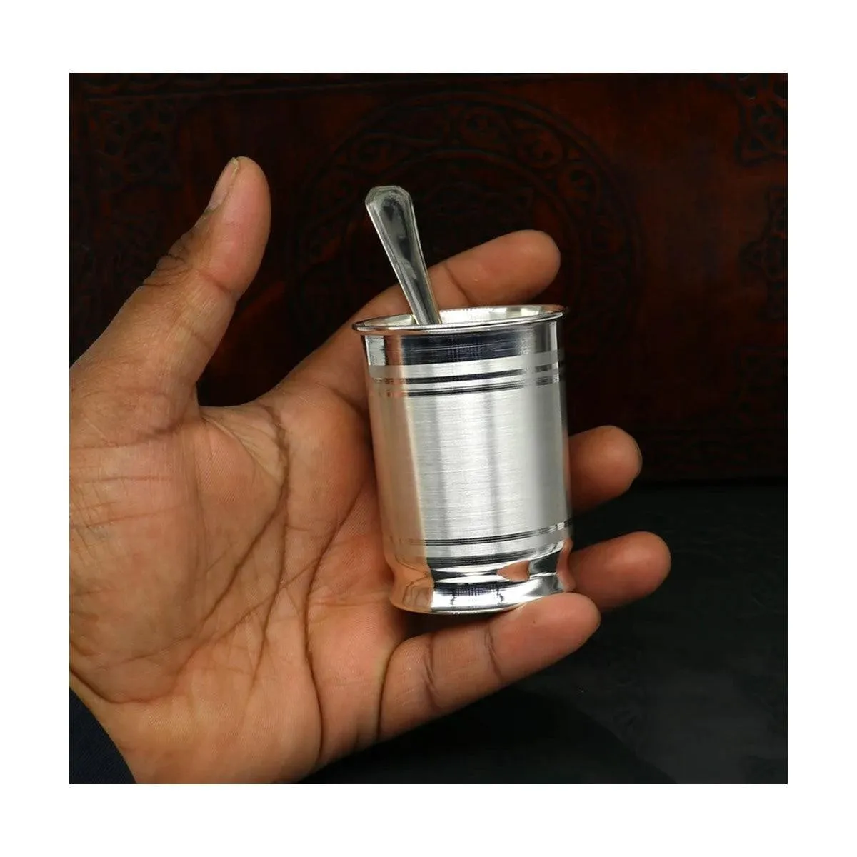 999 pure silver Water/milk tumbler, silver vessel, silver baby set utensils, silver puja article