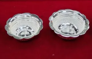 999 pure Two Silver Bowls handmade combo, silver vessel, silver baby utensils, silver puja article puja utensils for home or gifting purpose