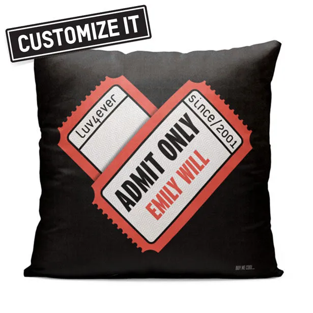Admit One Heart - Throw Pillow