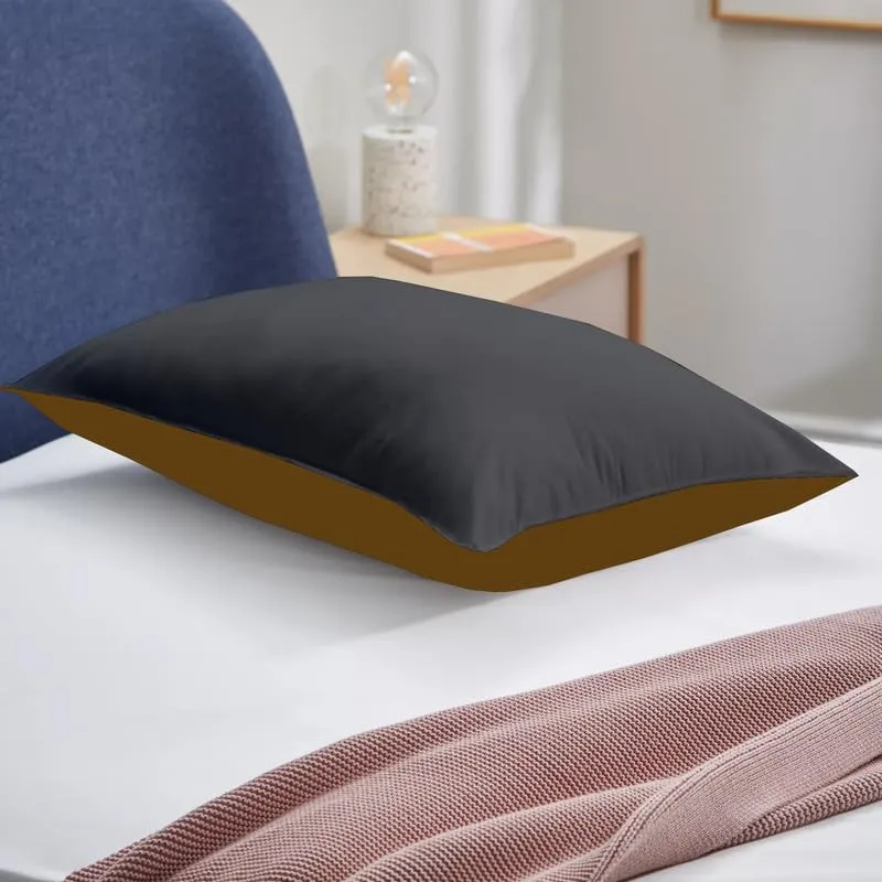 ARLinen Soft Pillow for Sleeping - Micro Fiber Filled Taupe and Dark Grey Cotton Pillow Takiya Combo Set of 2 for Bed Room - 20 x 30 Inch Size Pillow Set of 2 for Sleeping