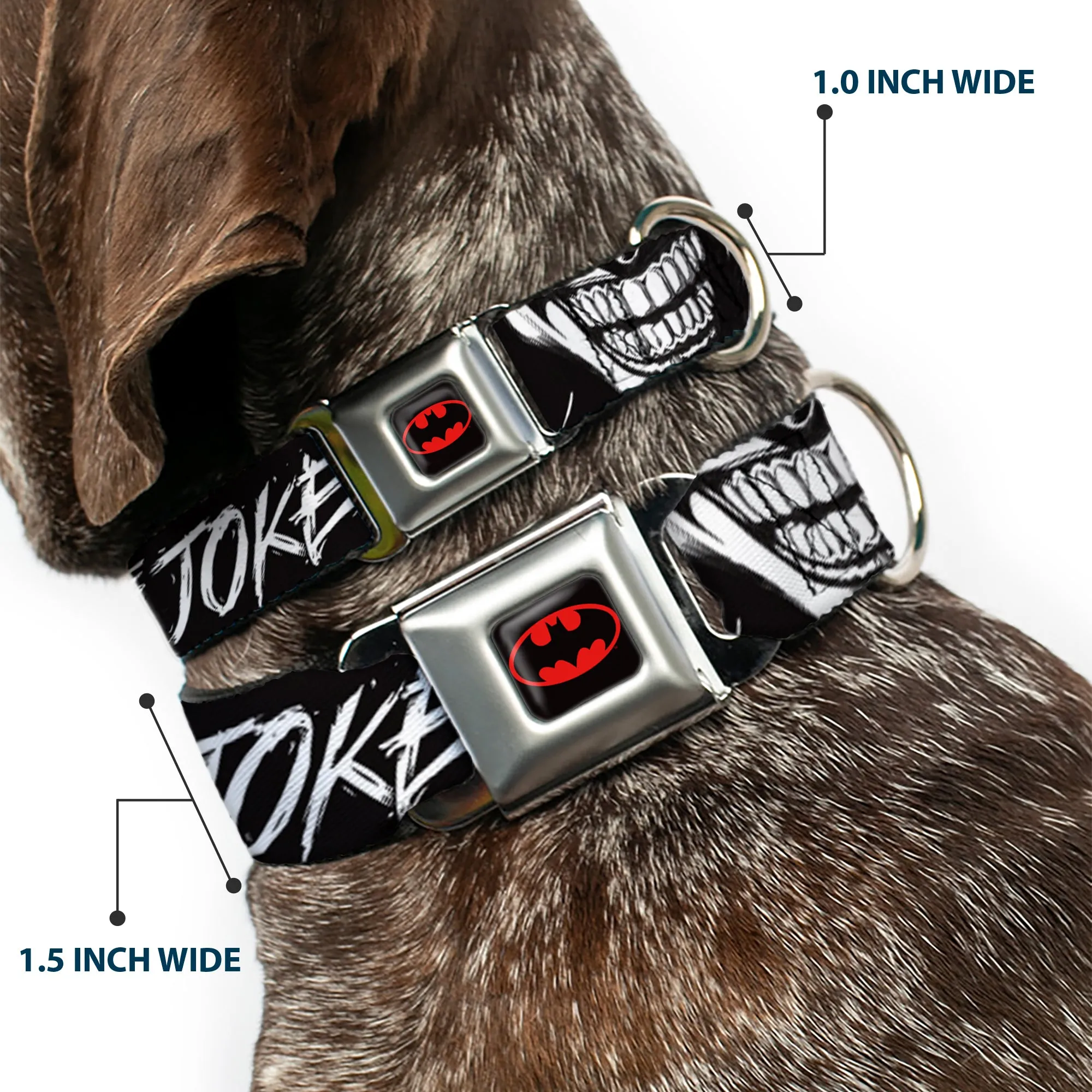 Batman Black/Yellow Seatbelt Buckle Collar - THE JOKER Smiling Eyes Sketch Close-Up Black/White