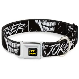 Batman Black/Yellow Seatbelt Buckle Collar - THE JOKER Smiling Eyes Sketch Close-Up Black/White