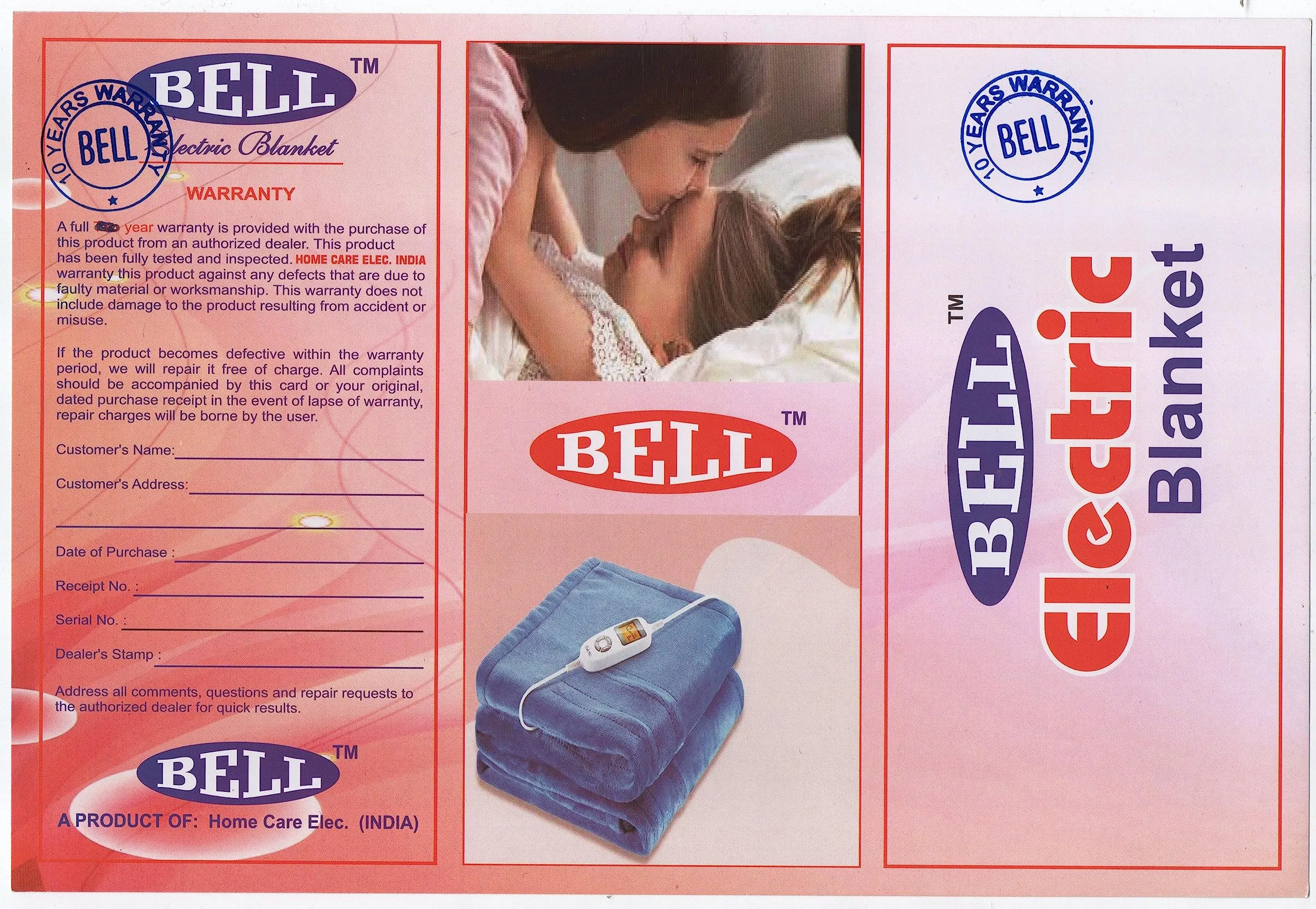 Bell electric blankets for Single Bed - Heating Bed Warmer with 4 Heat Settings - Shock Proof with Low Power Consumption- Size (150cms x 80cms) Multicolored, Wool
