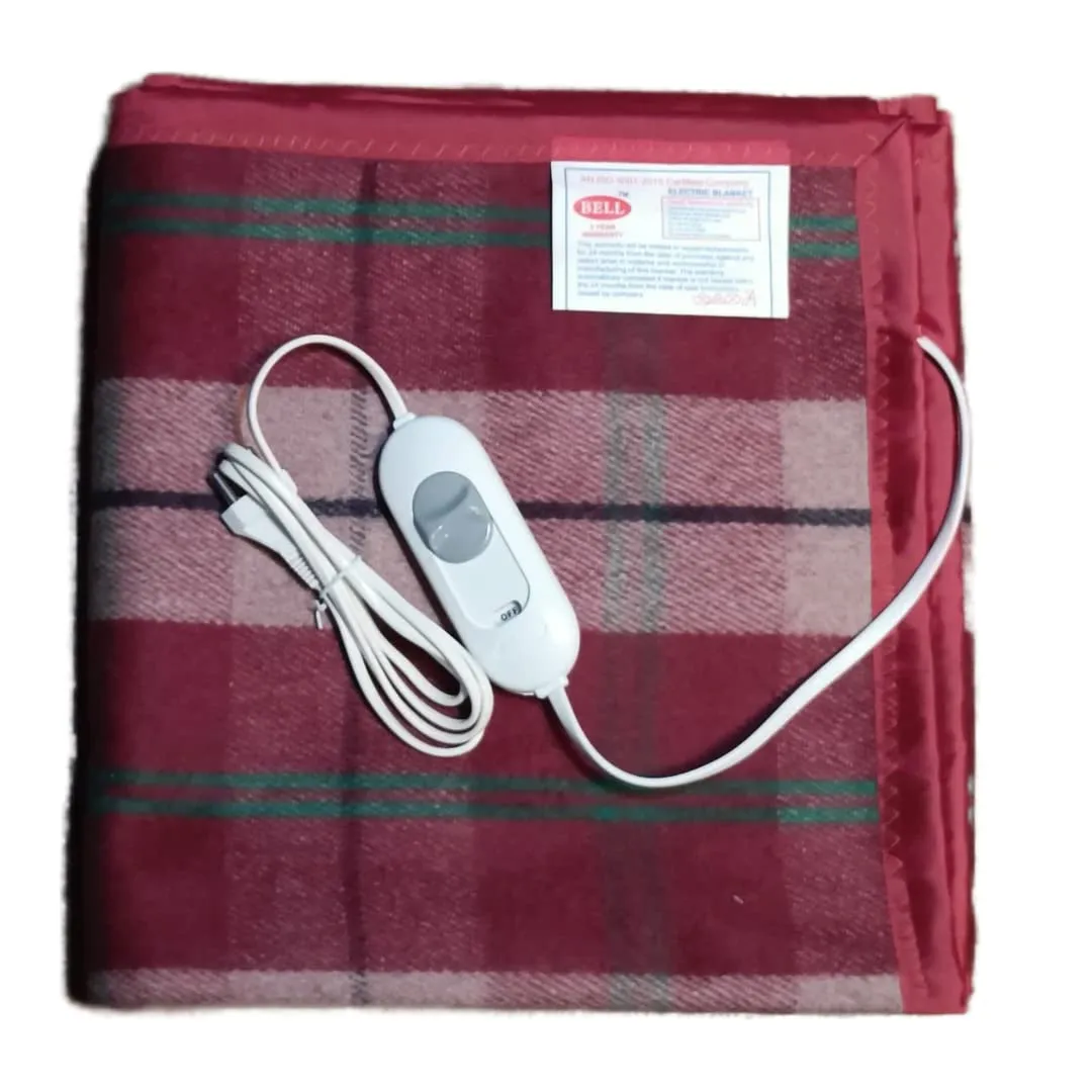 Bell electric blankets for Single Bed - Heating Bed Warmer with 4 Heat Settings - Shock Proof with Low Power Consumption- Size (150cms x 80cms) Multicolored, Wool
