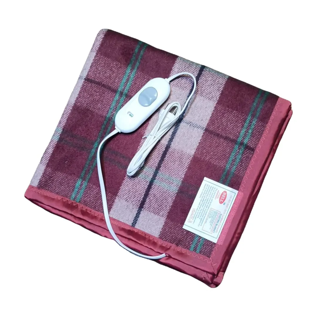 Bell electric blankets for Single Bed - Heating Bed Warmer with 4 Heat Settings - Shock Proof with Low Power Consumption- Size (150cms x 80cms) Multicolored, Wool
