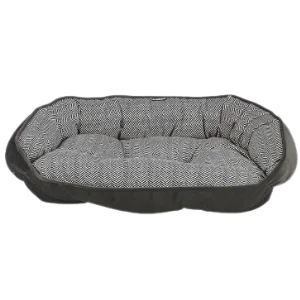 Bowsers Crescent Dog Bed Microvelvet Herring Bone (Ash Microvelvet Reverse)