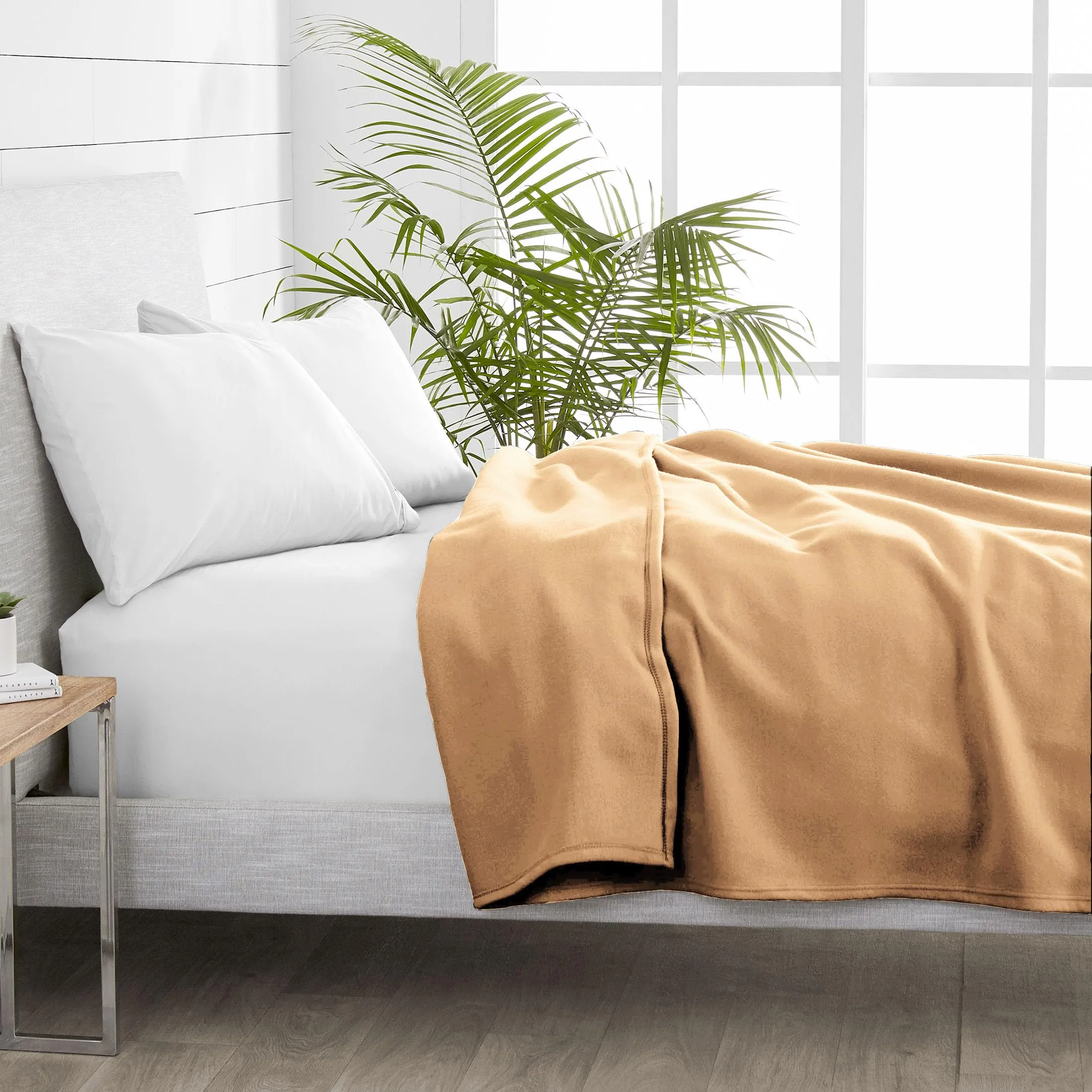 BSB HOME Woolen Blanket Warm And Super Soft Heavy Weight Single Bed Blankets For Heavy Winter (Grey,152X225 Cm,800 Gram) (Camle Color), Breathable, 200 TC