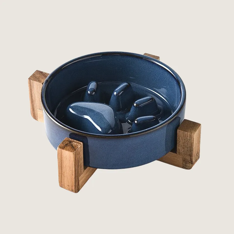Ceramic Paw Print Slow Feeder Bowl