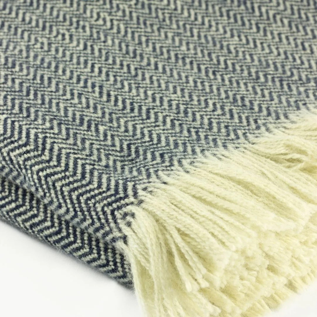 Charcoal & Ecru Herringbone Wool Rugleton