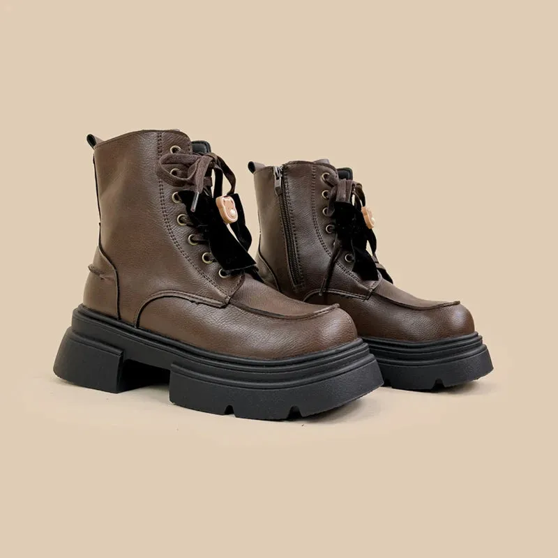 *CLEARANCE* Pretty Bear and Bow Brown Leather Boots - Women's