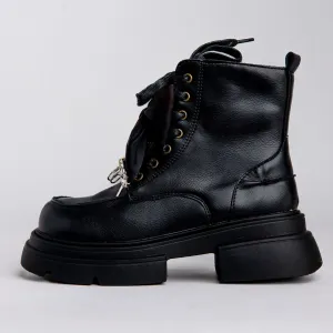 *CLEARANCE* Spooky but Cute Charming Bow Chunky Boots - Women's
