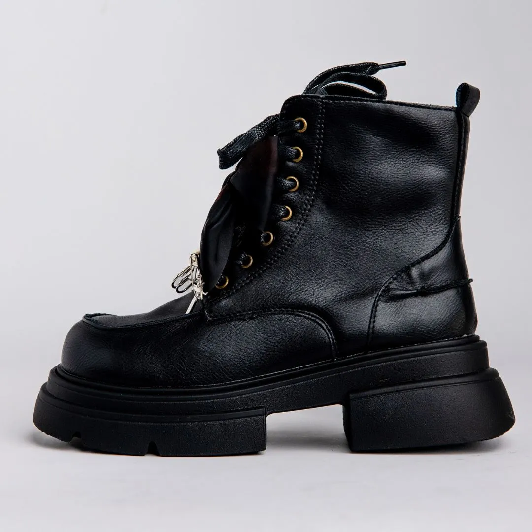 *CLEARANCE* Spooky but Cute Charming Bow Chunky Boots - Women's