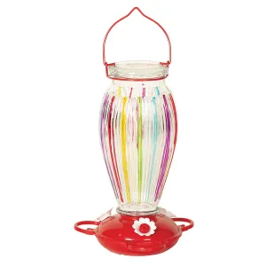 Colored Stripes Glass Hummingbird Feeder