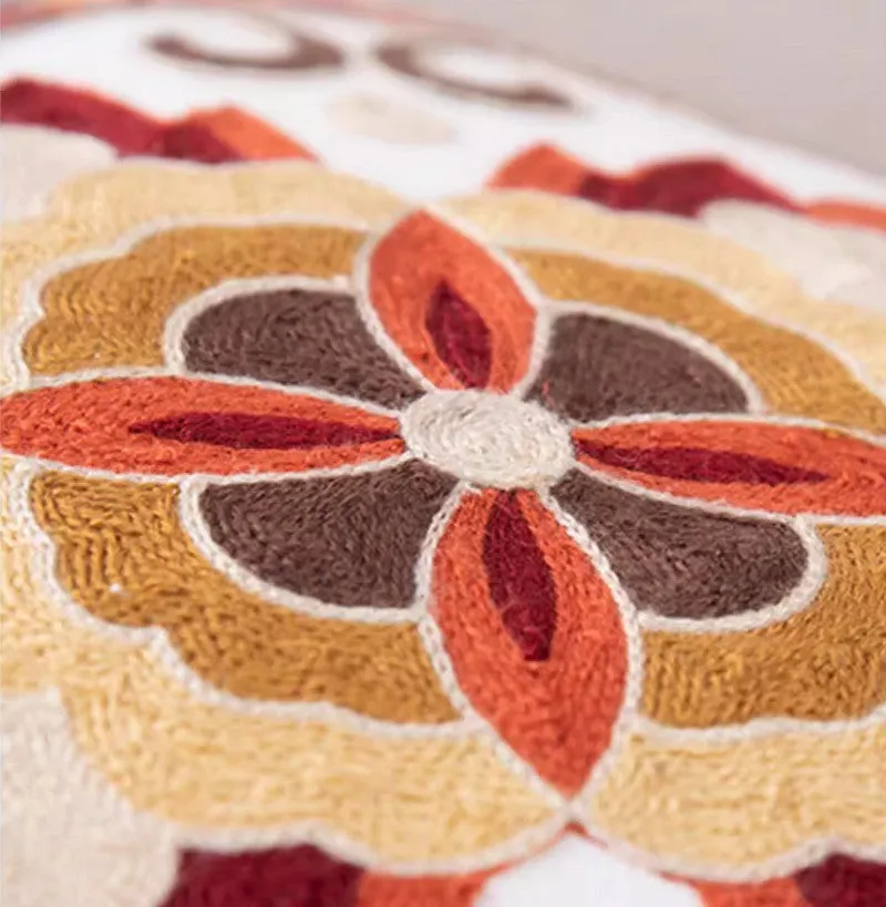 Cotton Flower Decorative Pillows, Sofa Decorative Pillows, Embroider Flower Cotton Pillow Covers, Farmhouse Decorative Throw Pillows for Couch