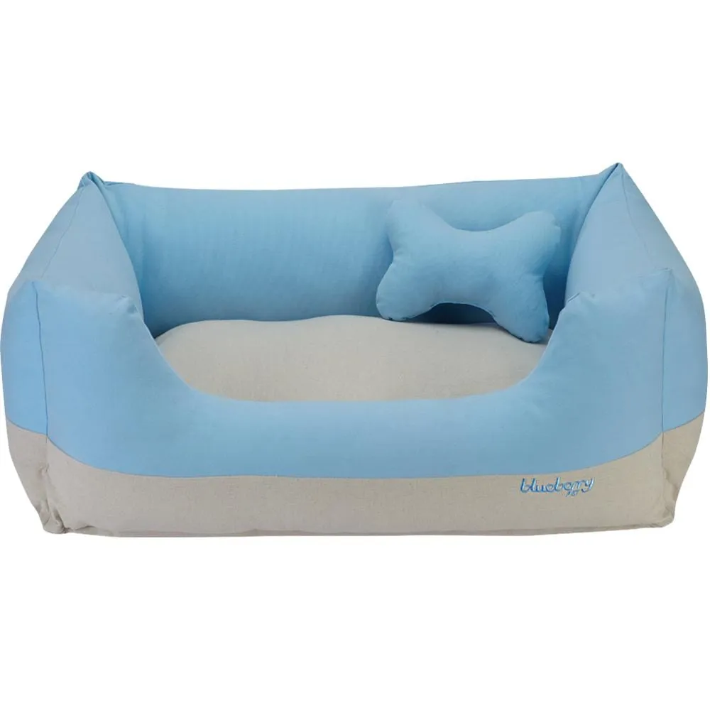 Cover-removable and Washable Color Block Linen Blend Dog Bed