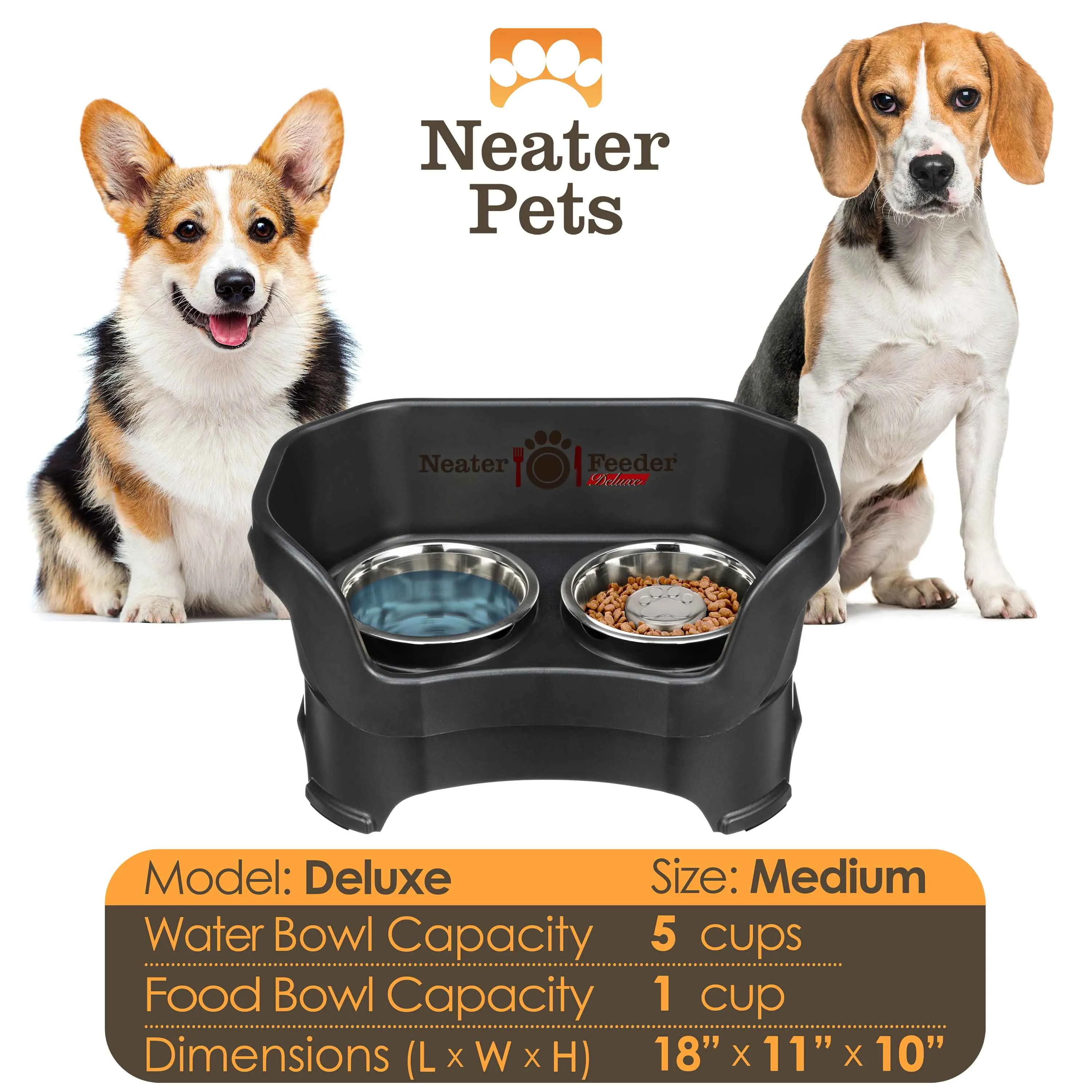 DELUXE Neater Feeder with Stainless Steel Slow Feed Bowl