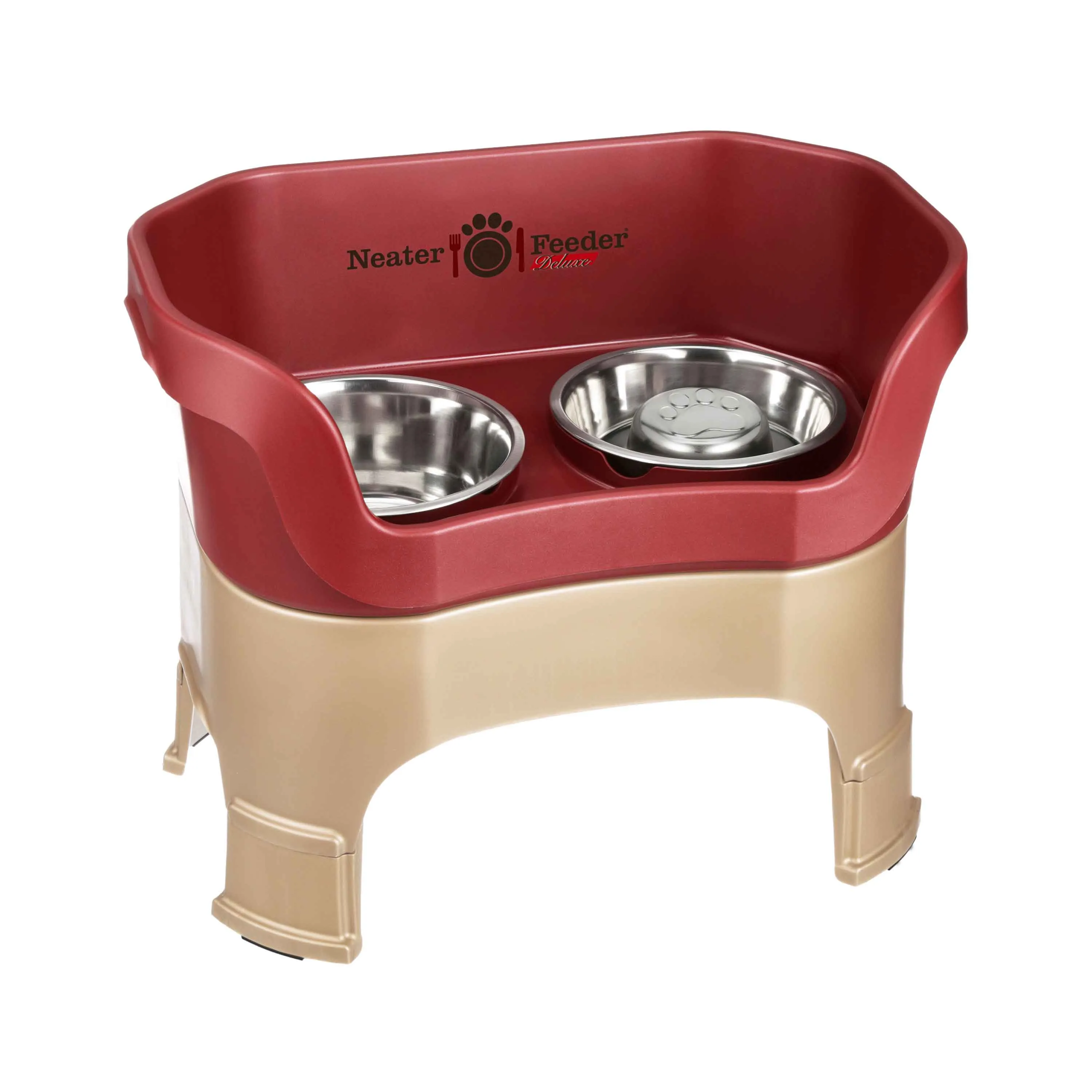 DELUXE Neater Feeder with Stainless Steel Slow Feed Bowl