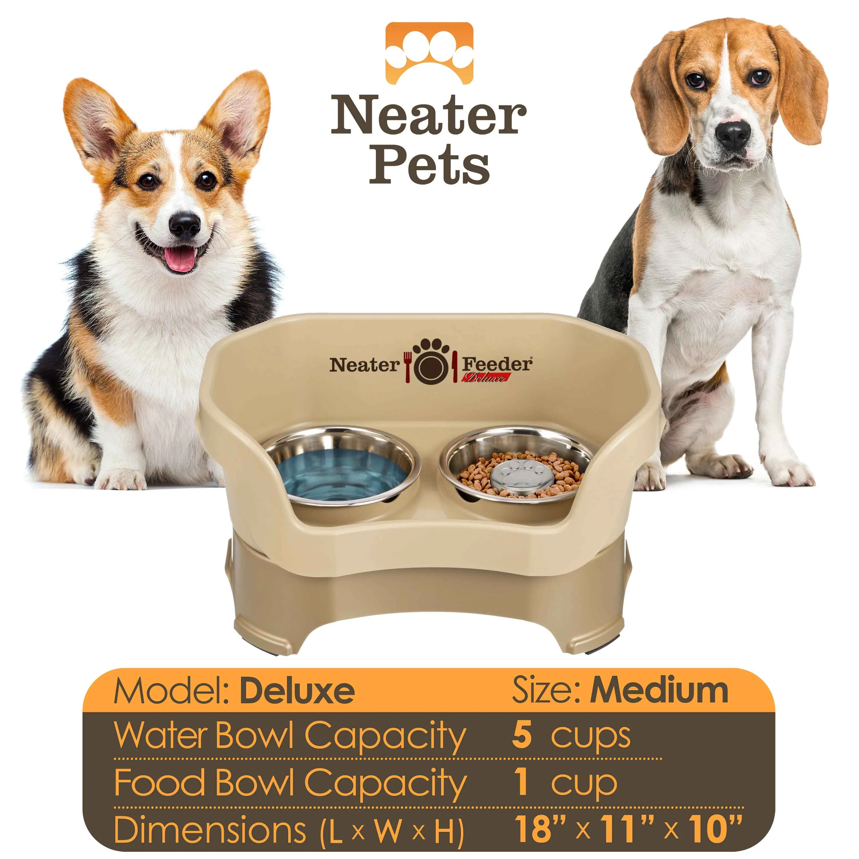 DELUXE Neater Feeder with Stainless Steel Slow Feed Bowl