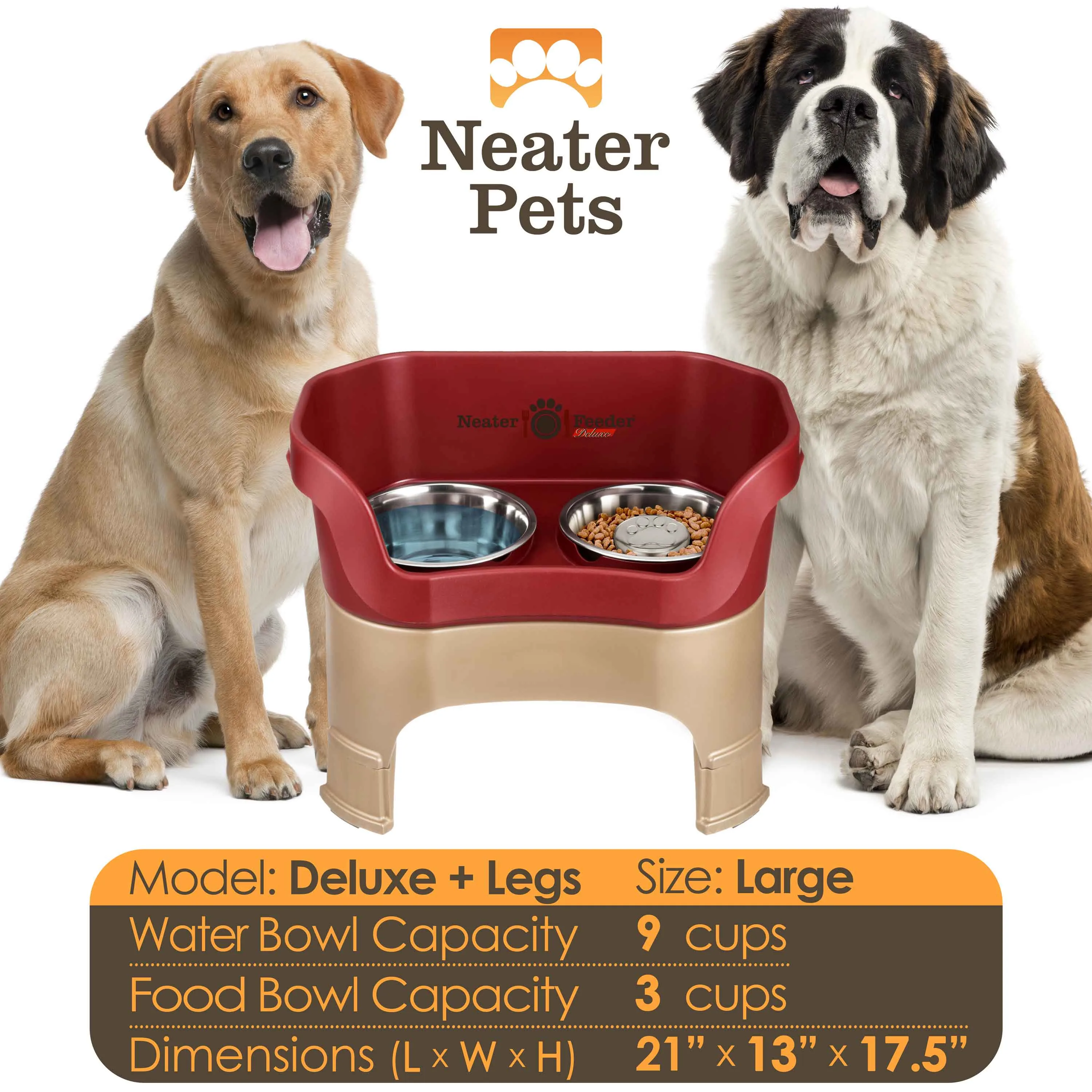 DELUXE Neater Feeder with Stainless Steel Slow Feed Bowl