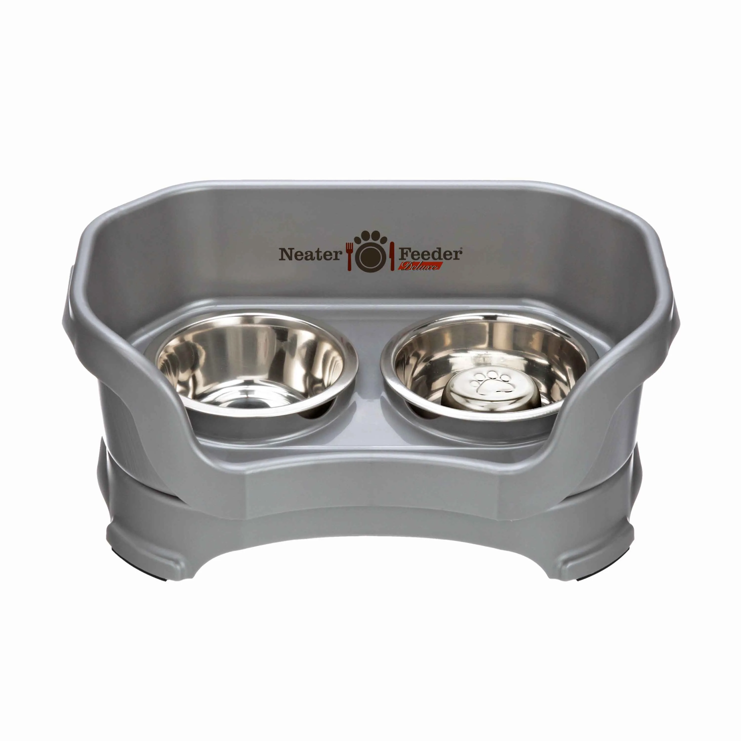 DELUXE Neater Feeder with Stainless Steel Slow Feed Bowl