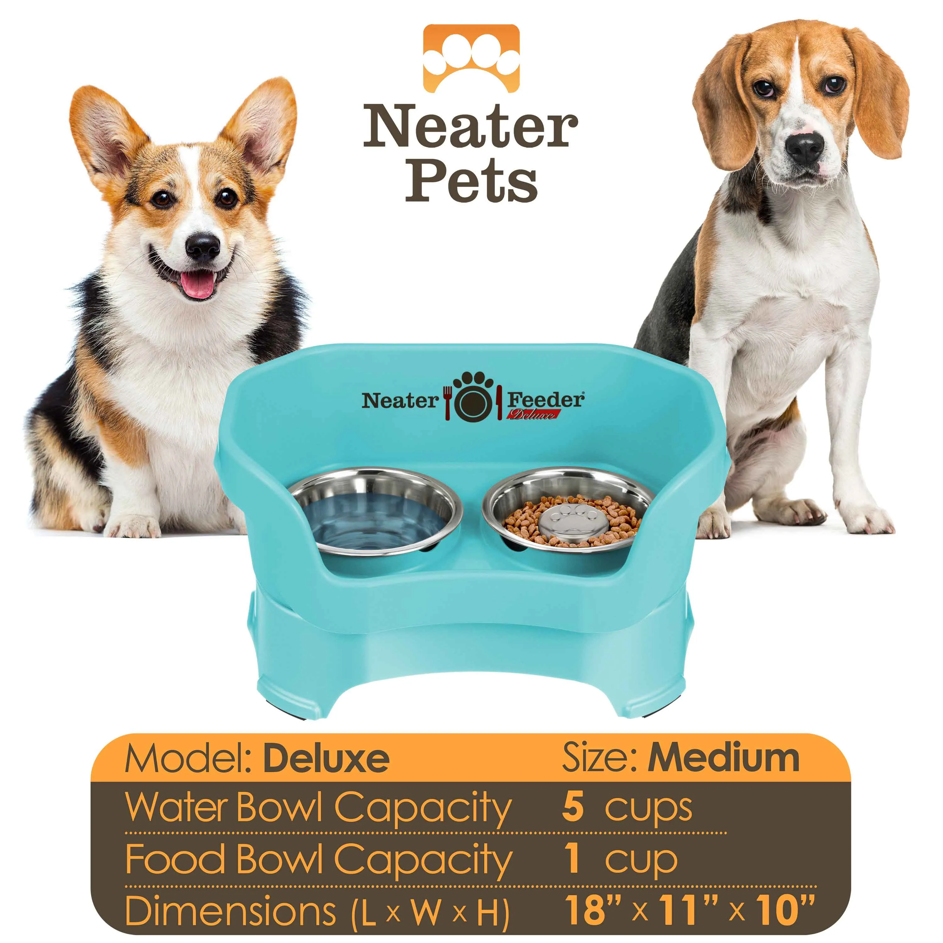 DELUXE Neater Feeder with Stainless Steel Slow Feed Bowl