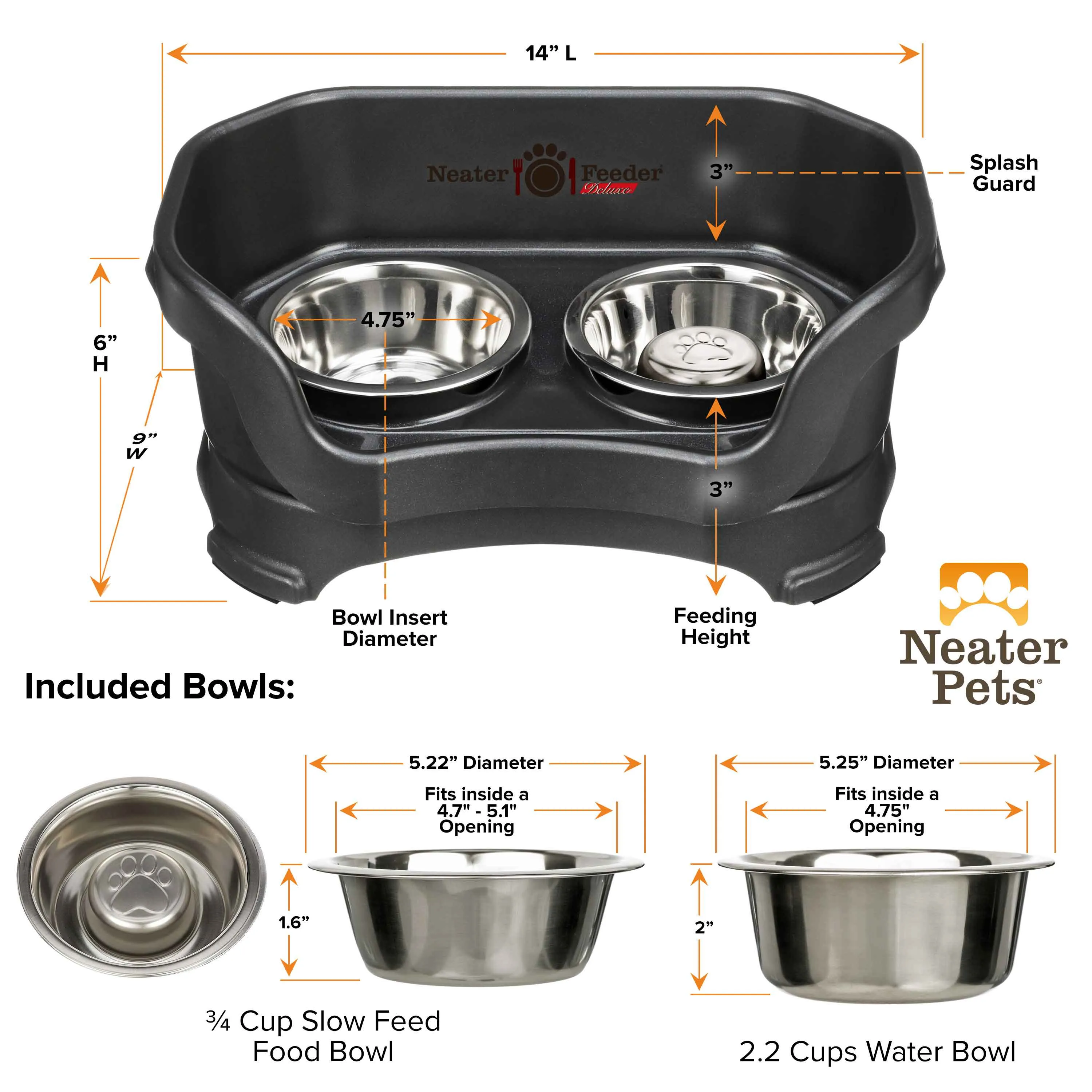 DELUXE Neater Feeder with Stainless Steel Slow Feed Bowl