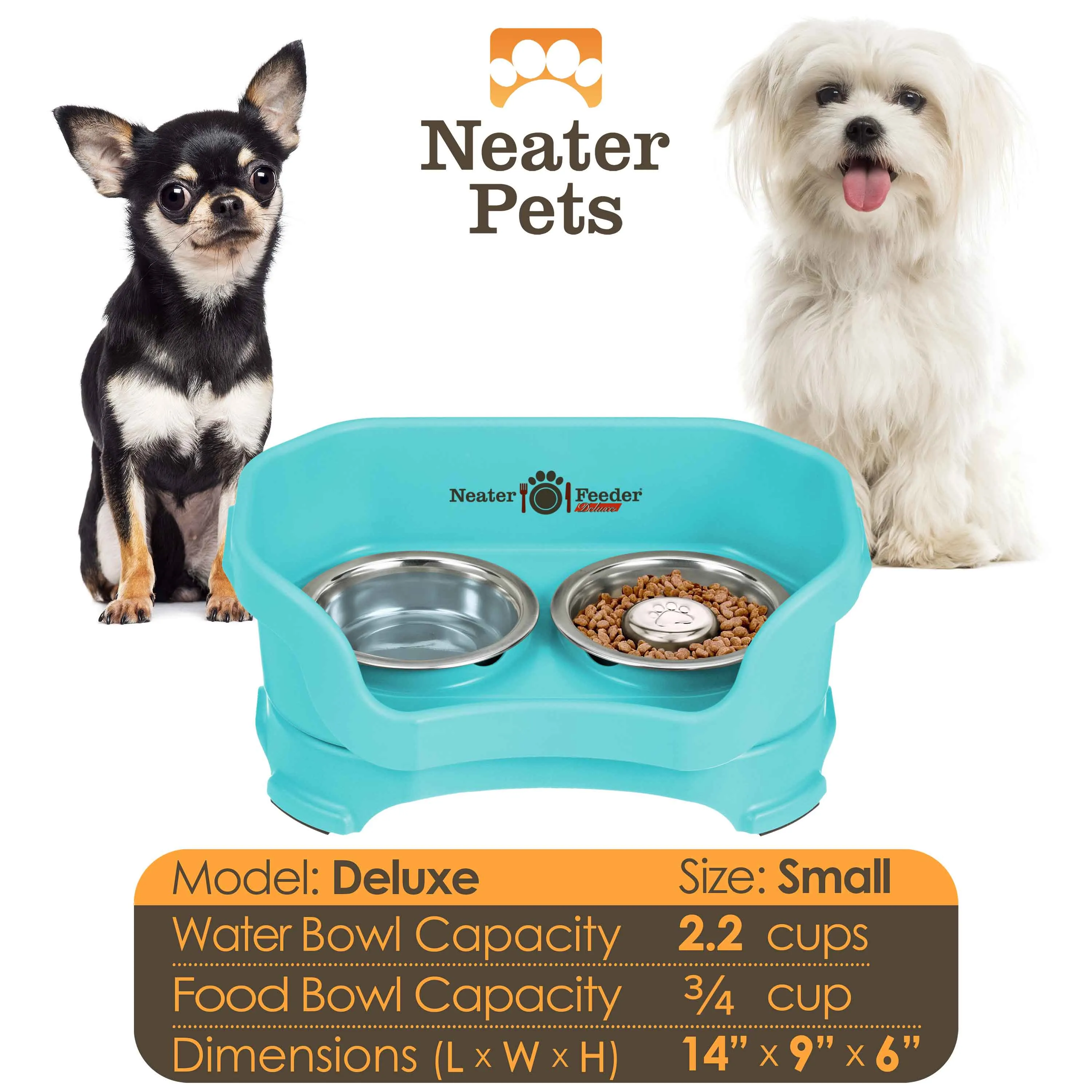 DELUXE Neater Feeder with Stainless Steel Slow Feed Bowl