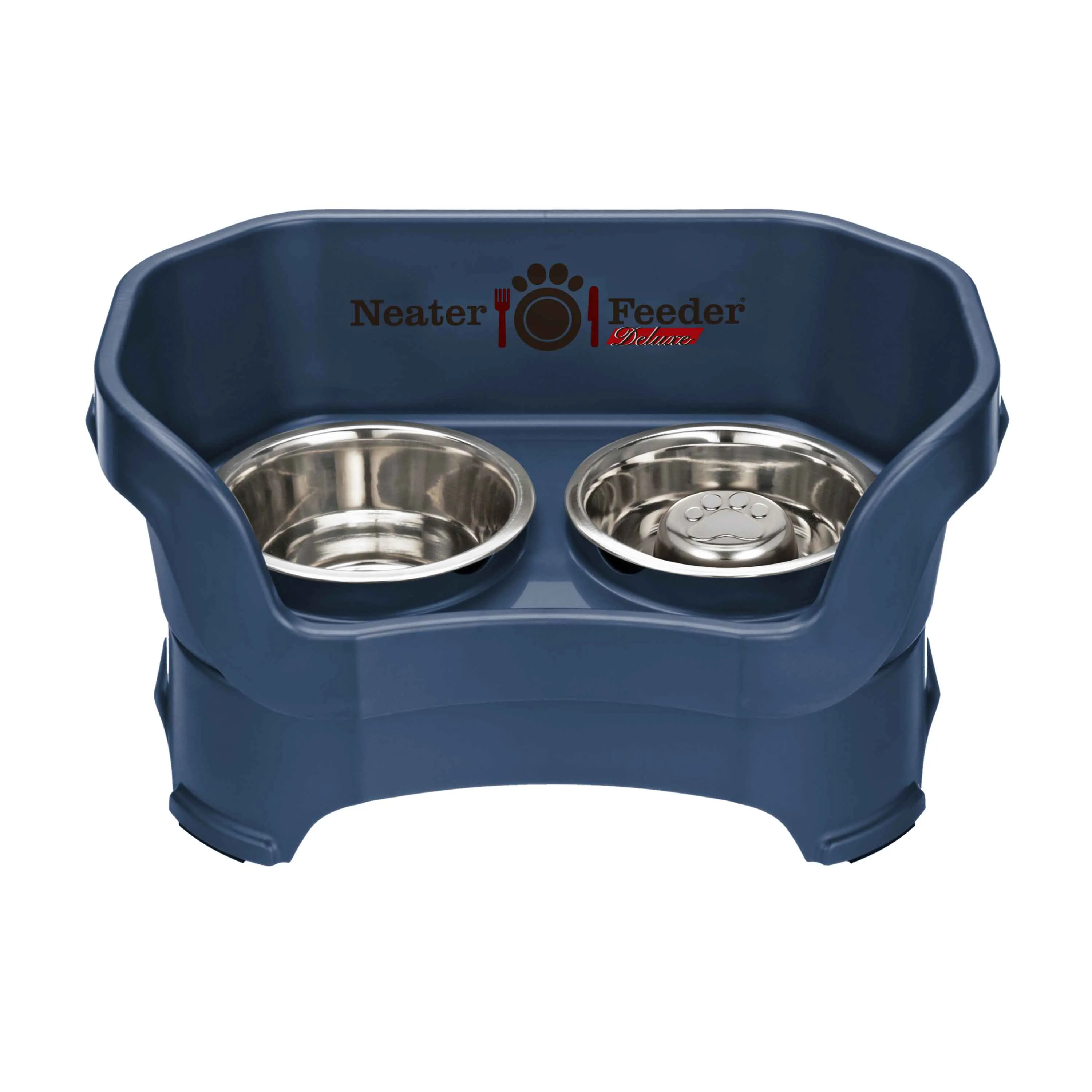 DELUXE Neater Feeder with Stainless Steel Slow Feed Bowl