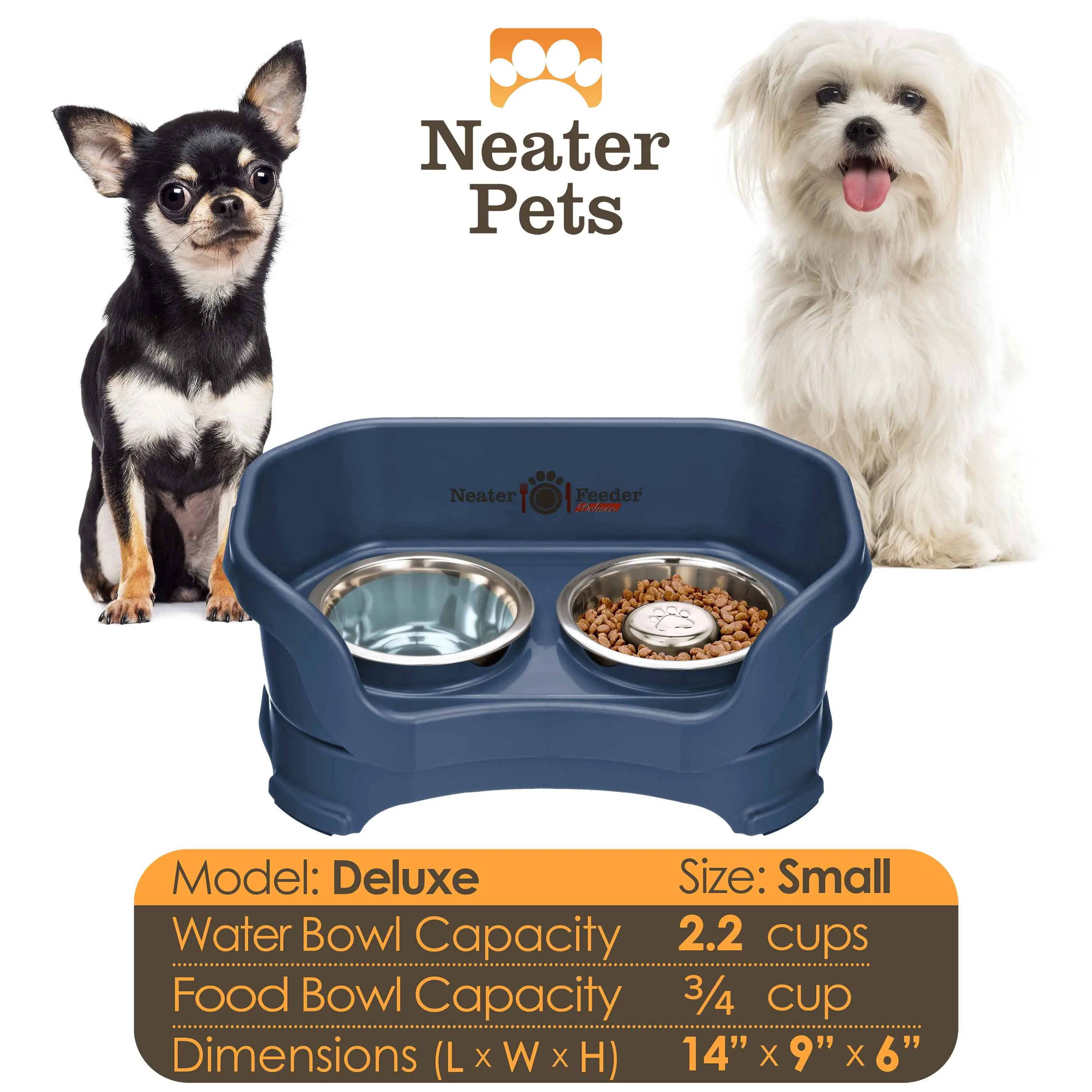 DELUXE Neater Feeder with Stainless Steel Slow Feed Bowl