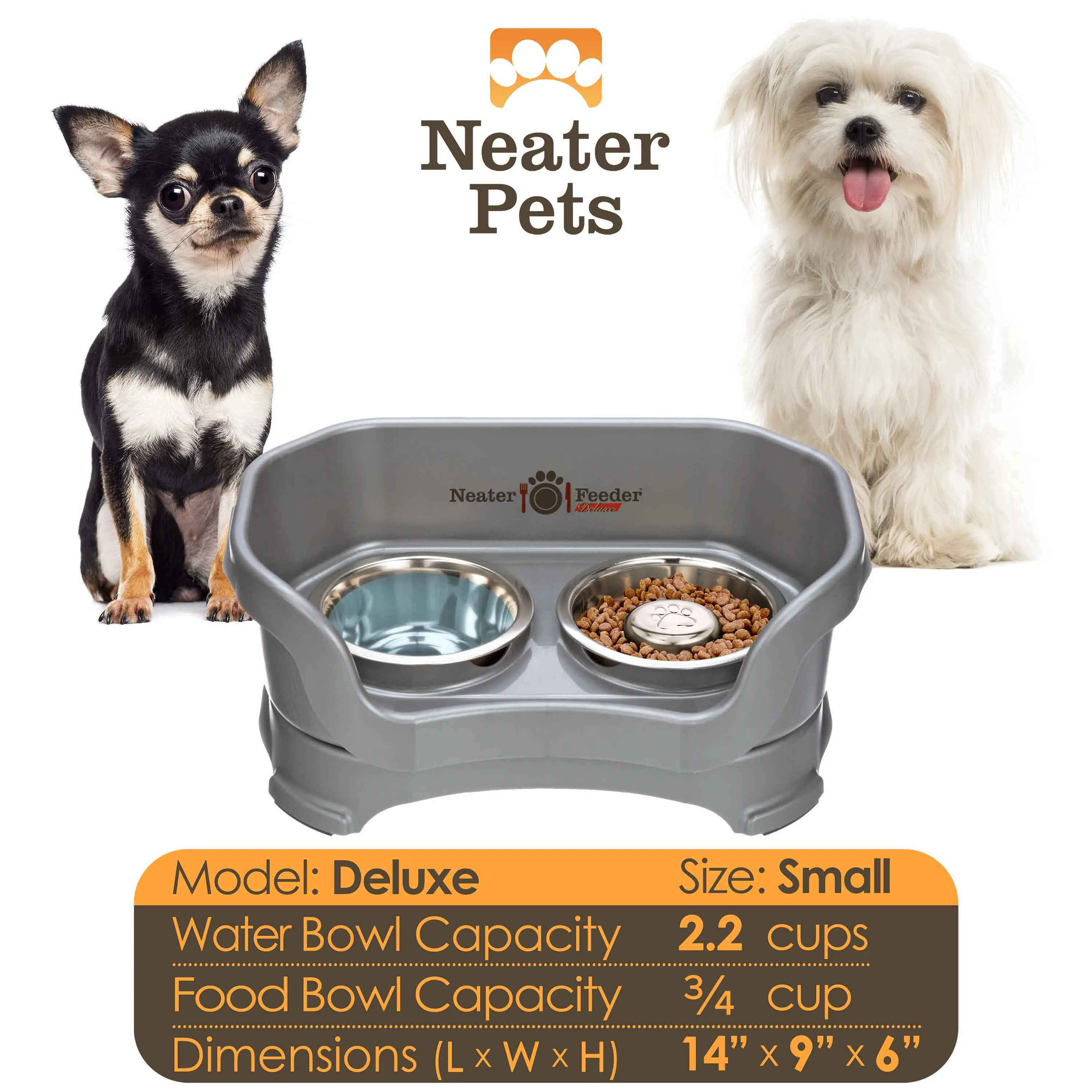 DELUXE Neater Feeder with Stainless Steel Slow Feed Bowl