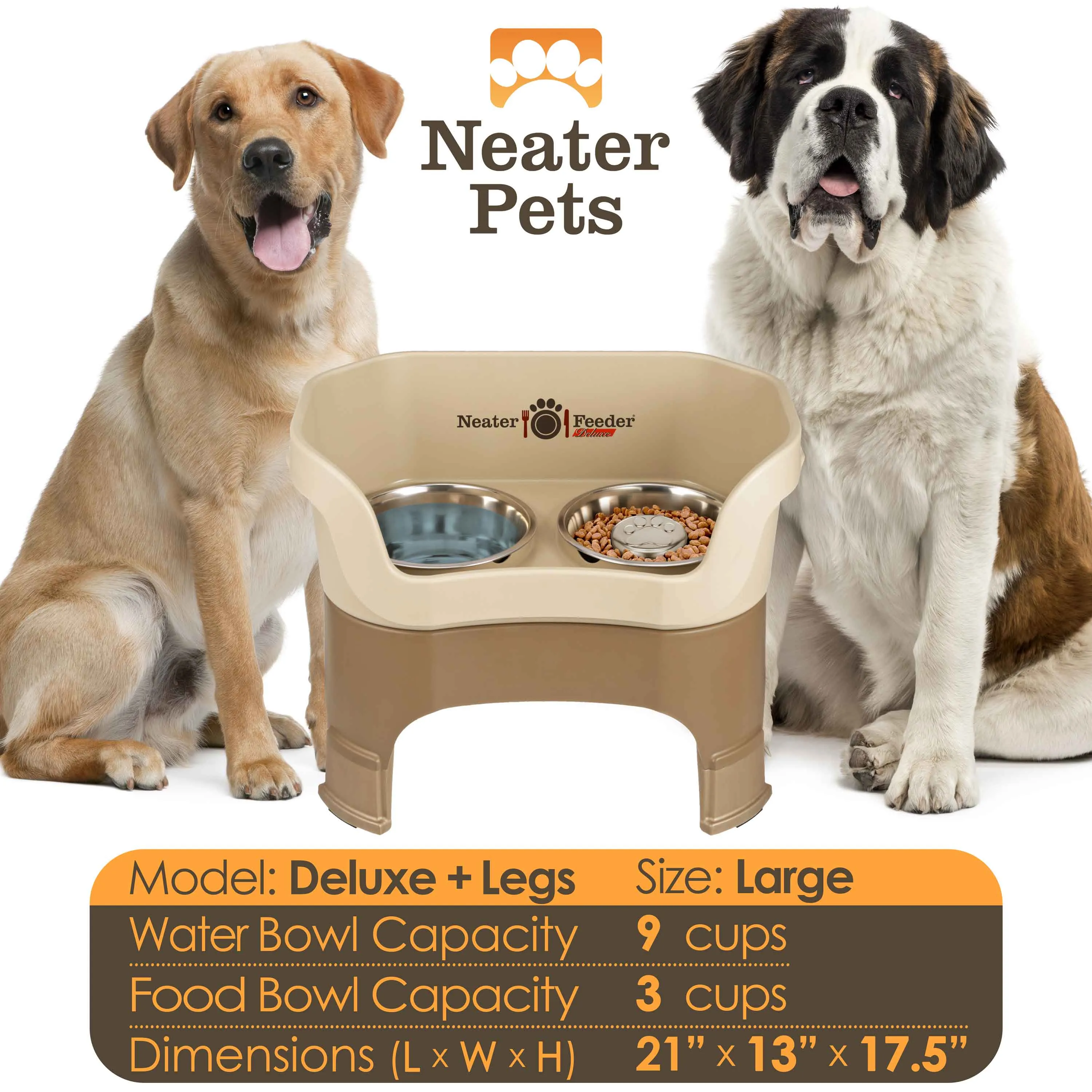 DELUXE Neater Feeder with Stainless Steel Slow Feed Bowl