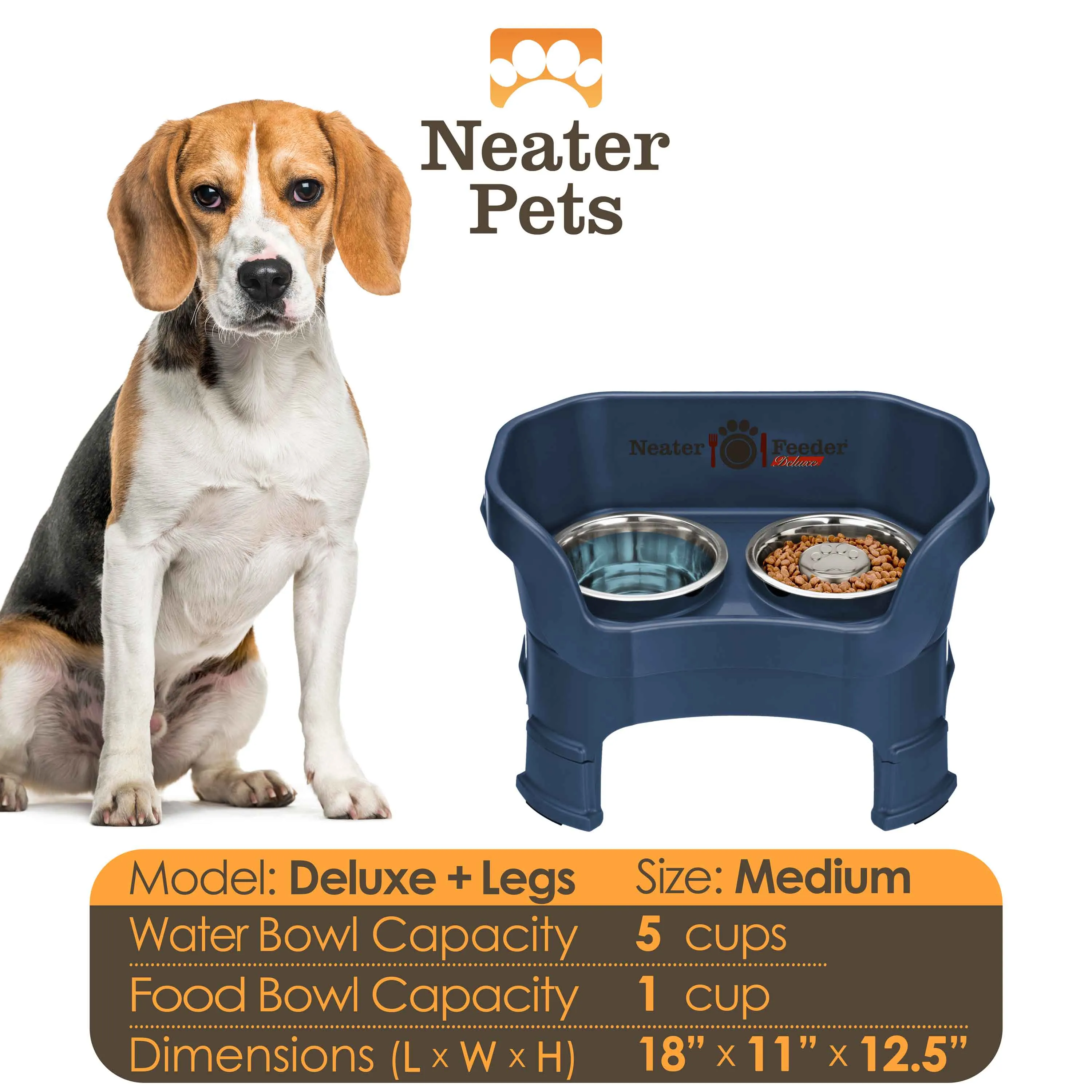 DELUXE Neater Feeder with Stainless Steel Slow Feed Bowl