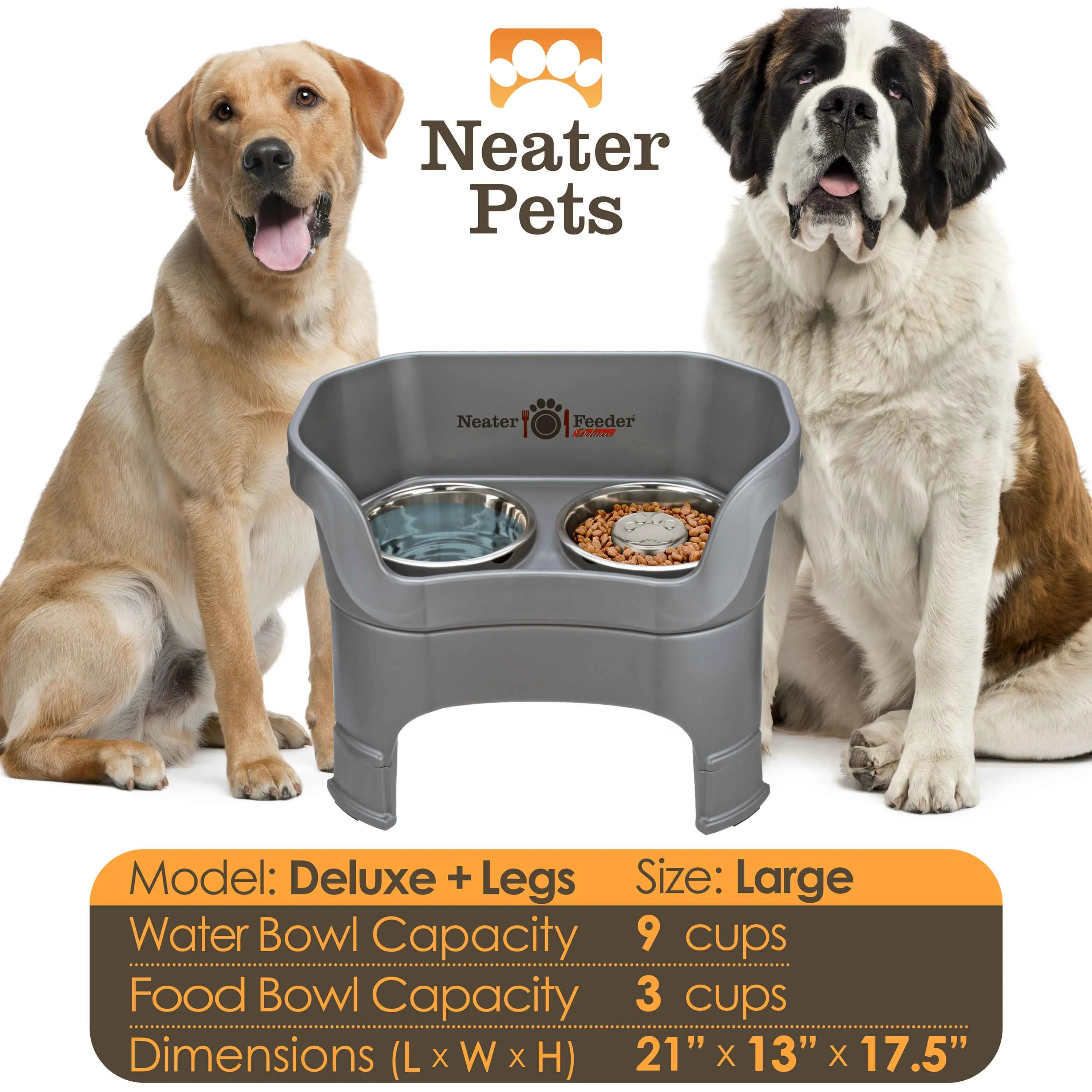 DELUXE Neater Feeder with Stainless Steel Slow Feed Bowl