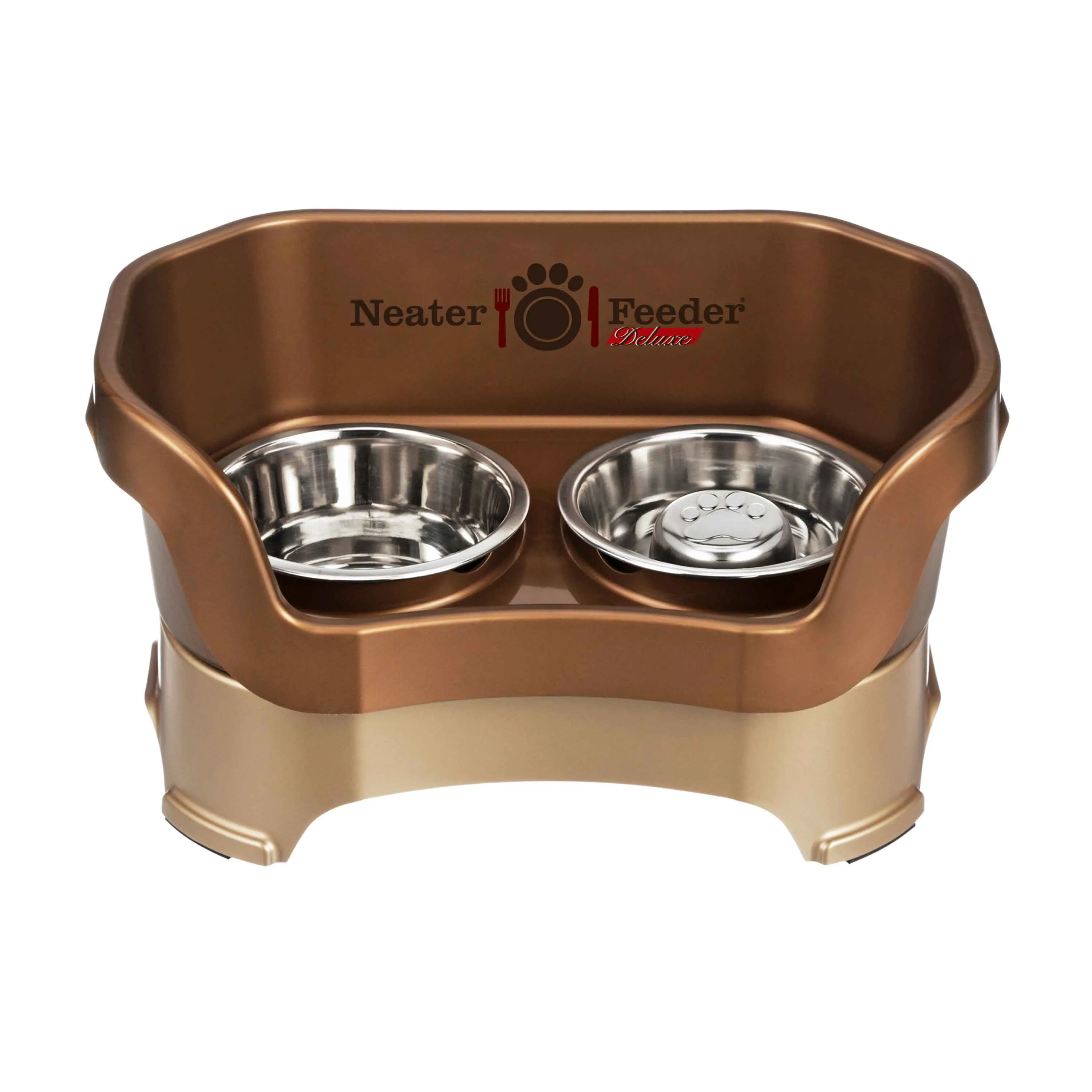 DELUXE Neater Feeder with Stainless Steel Slow Feed Bowl