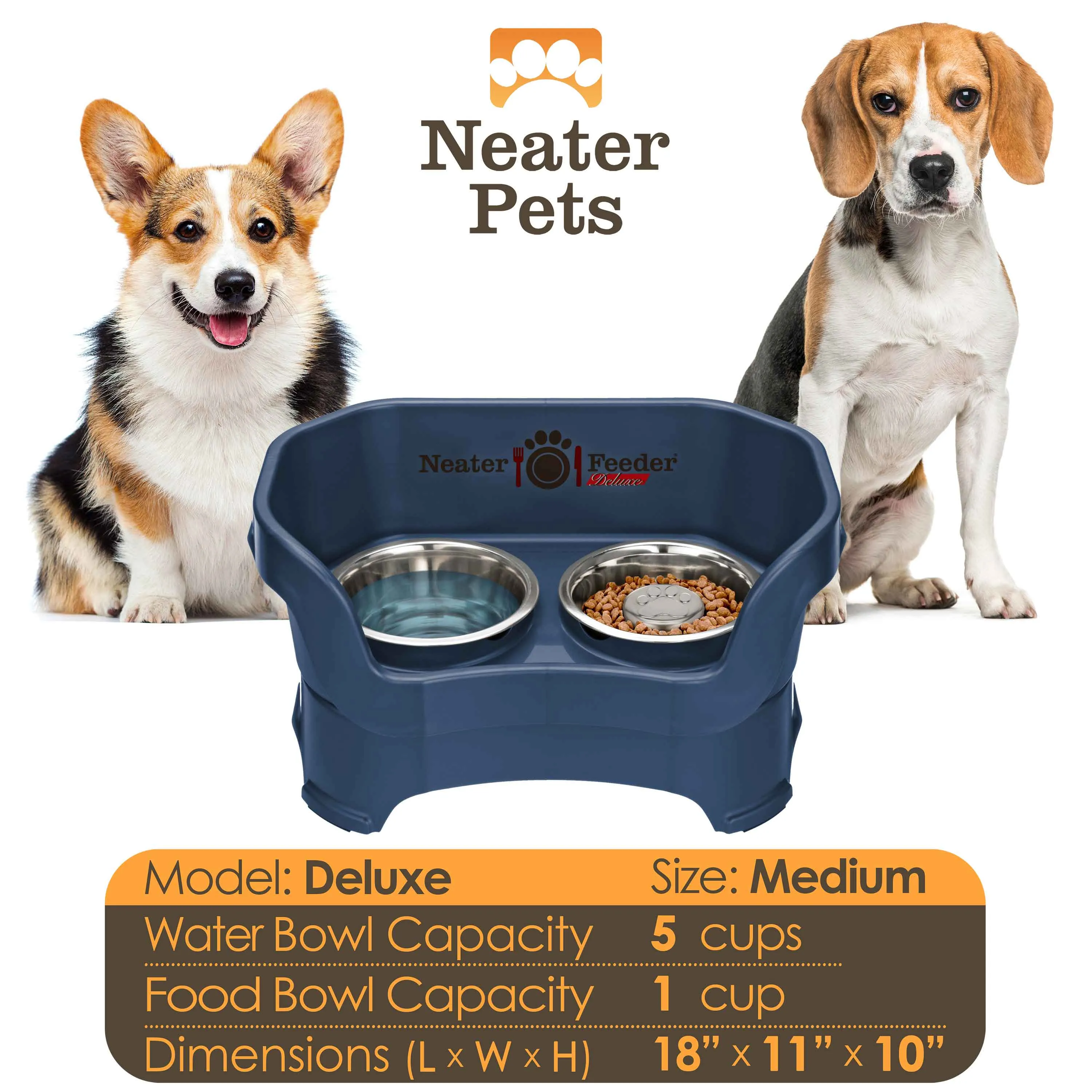 DELUXE Neater Feeder with Stainless Steel Slow Feed Bowl
