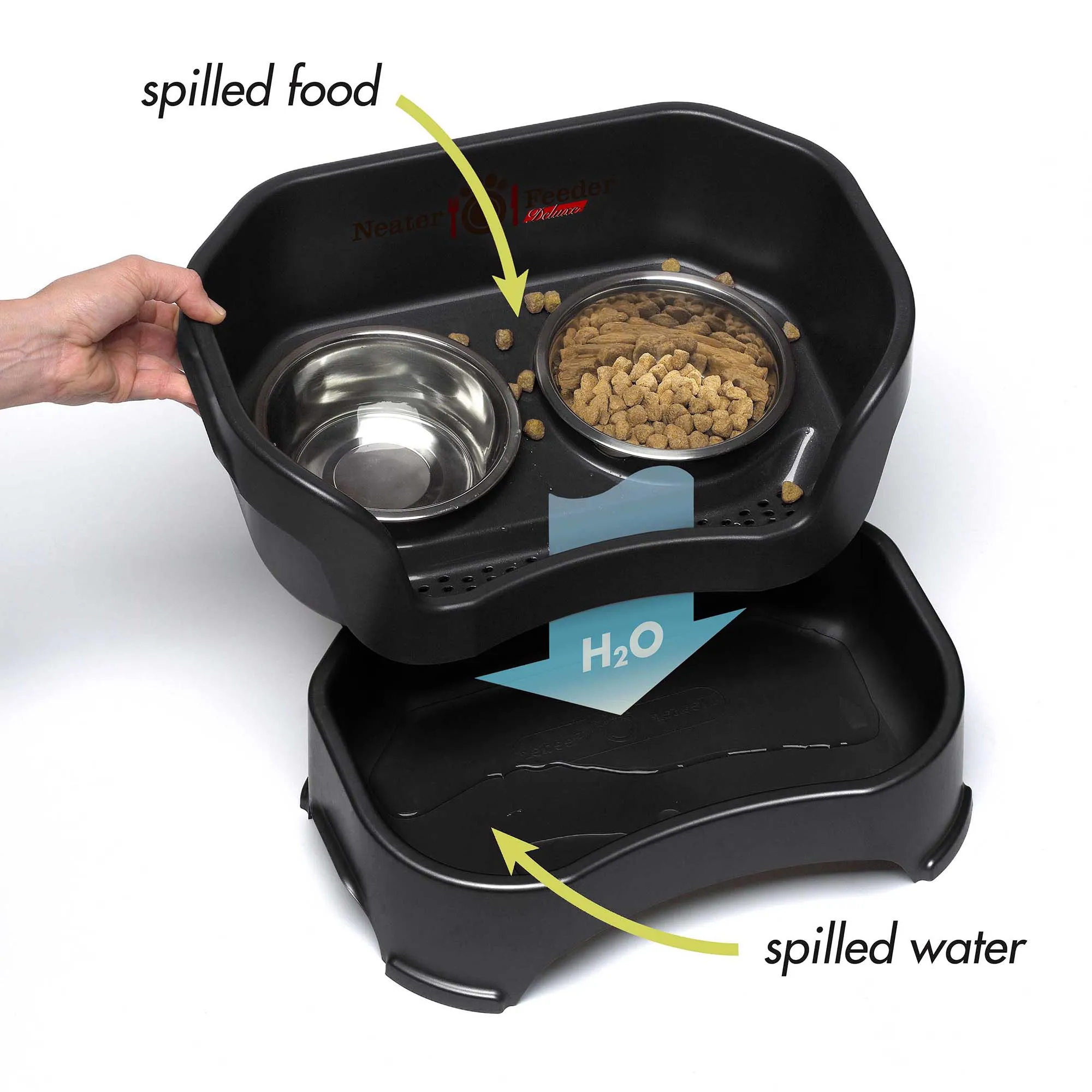 DELUXE Neater Feeder with Stainless Steel Slow Feed Bowl