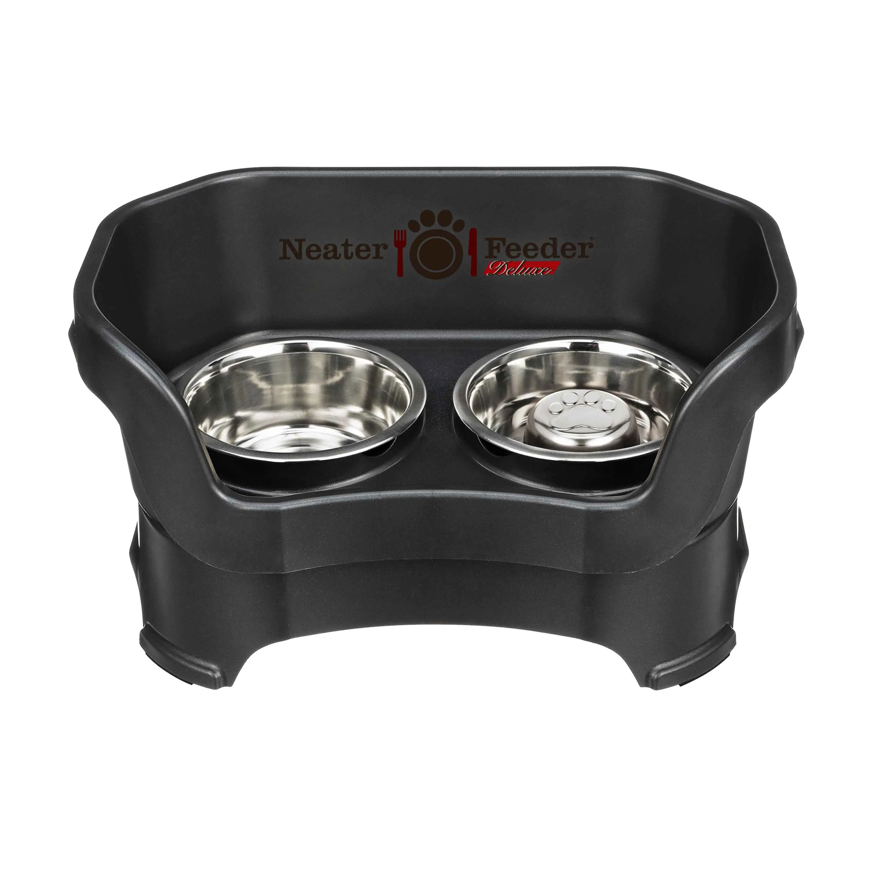 DELUXE Neater Feeder with Stainless Steel Slow Feed Bowl