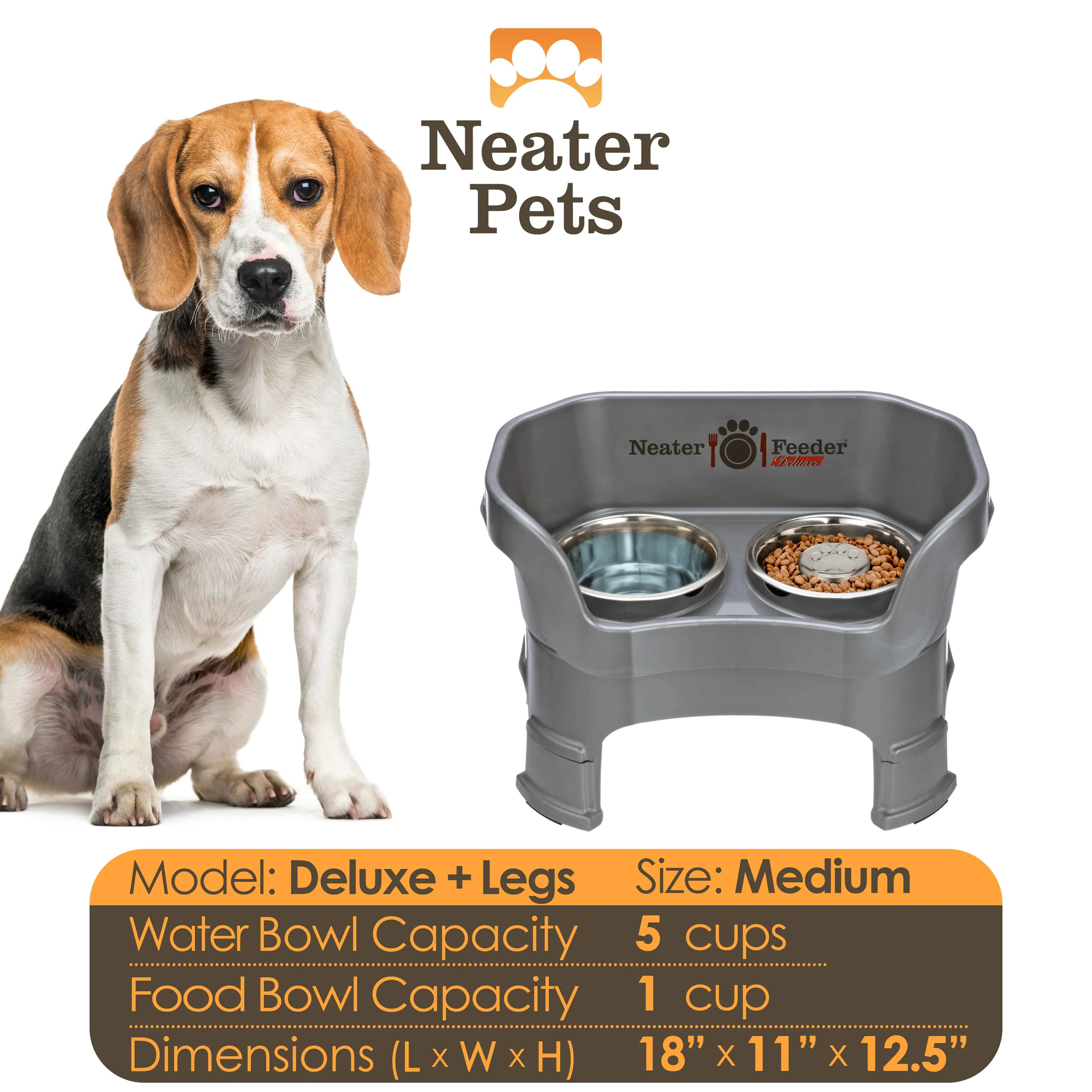 DELUXE Neater Feeder with Stainless Steel Slow Feed Bowl