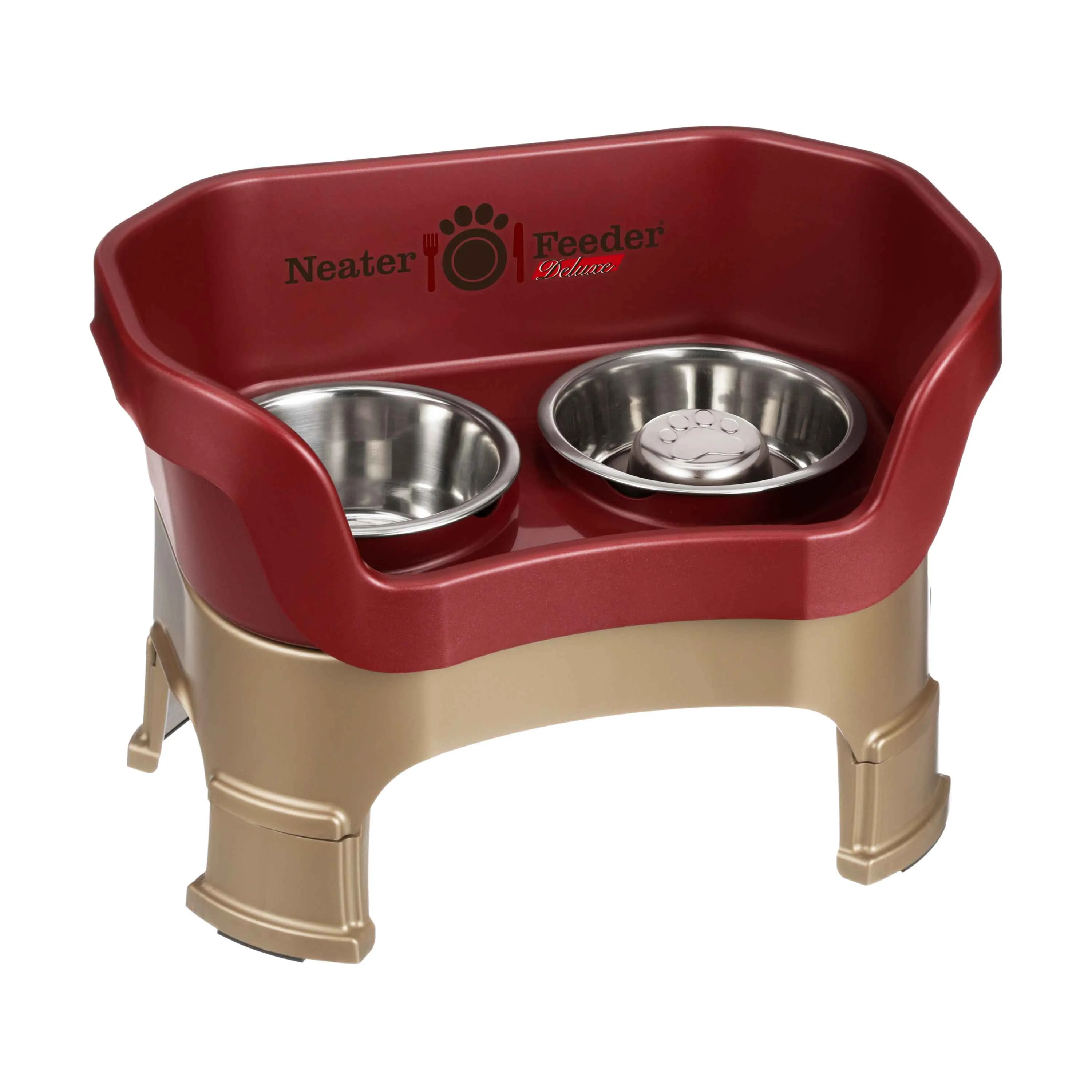 DELUXE Neater Feeder with Stainless Steel Slow Feed Bowl