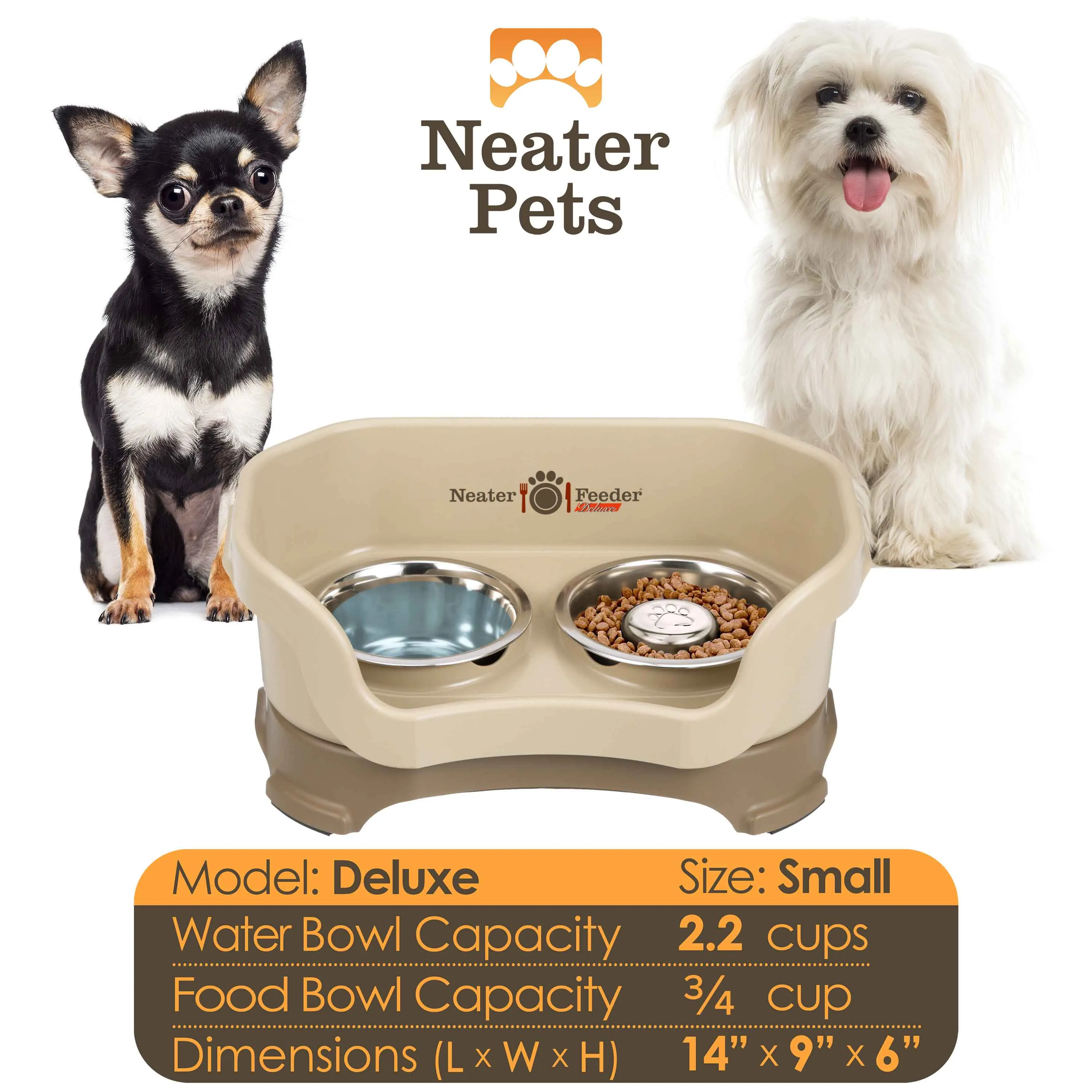 DELUXE Neater Feeder with Stainless Steel Slow Feed Bowl