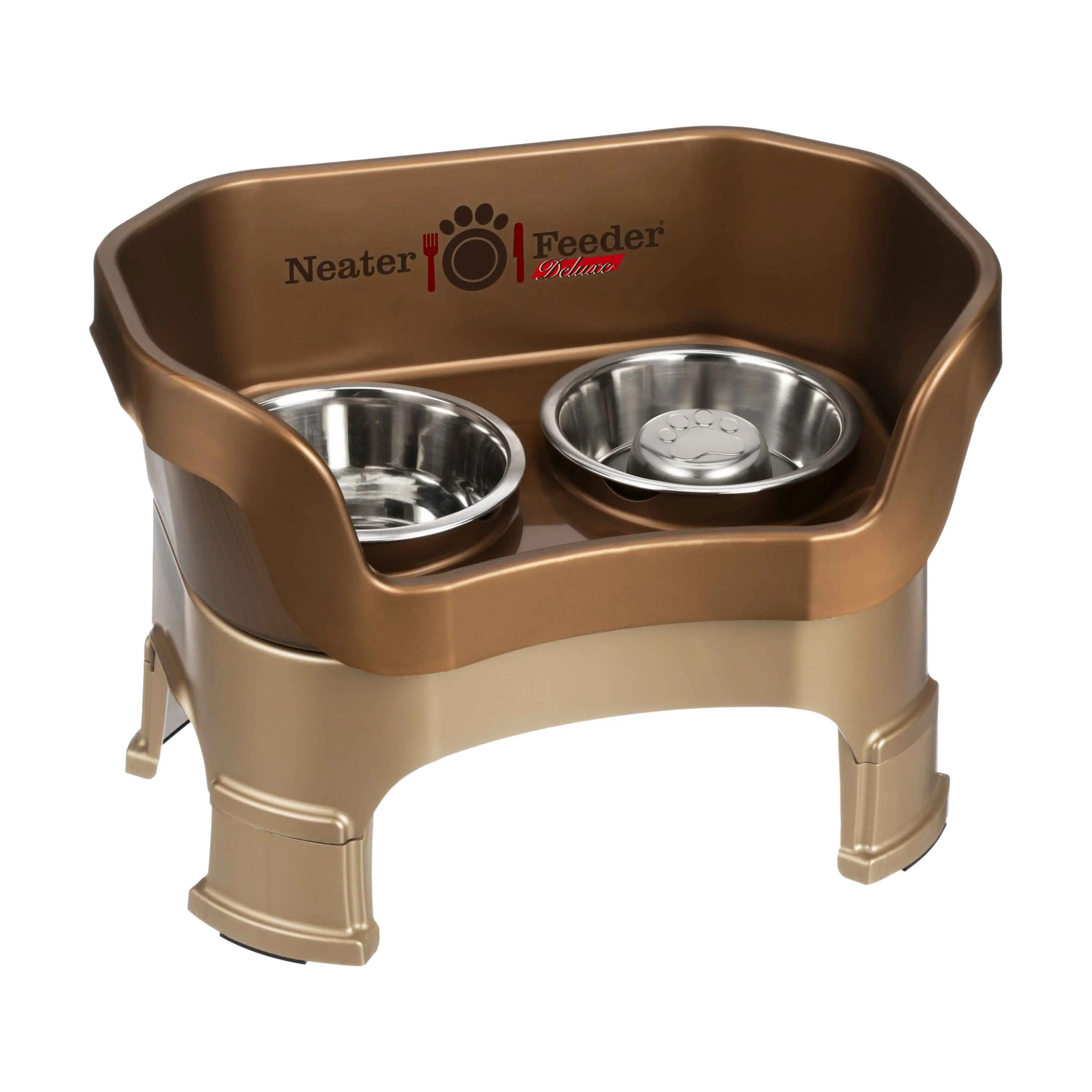 DELUXE Neater Feeder with Stainless Steel Slow Feed Bowl