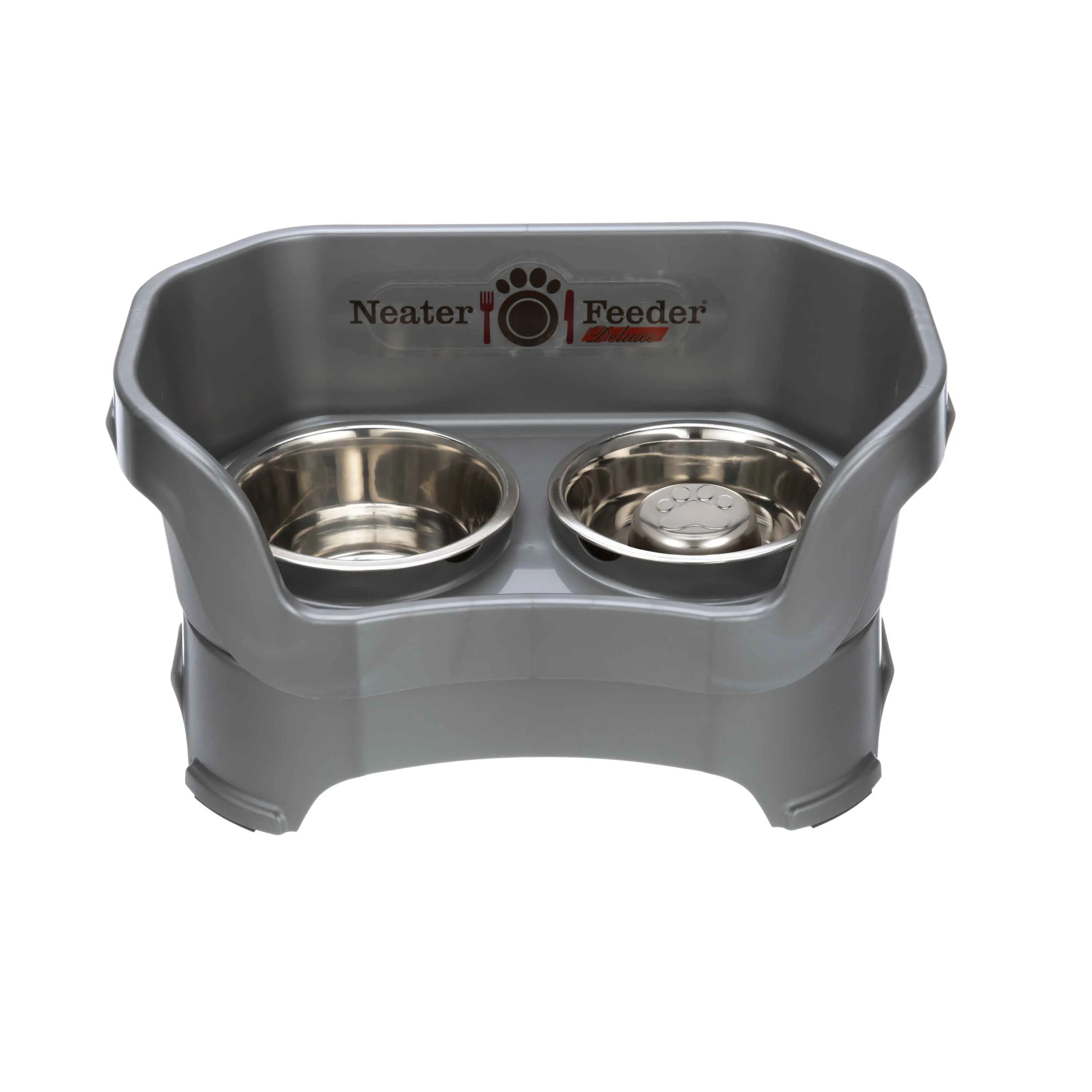DELUXE Neater Feeder with Stainless Steel Slow Feed Bowl