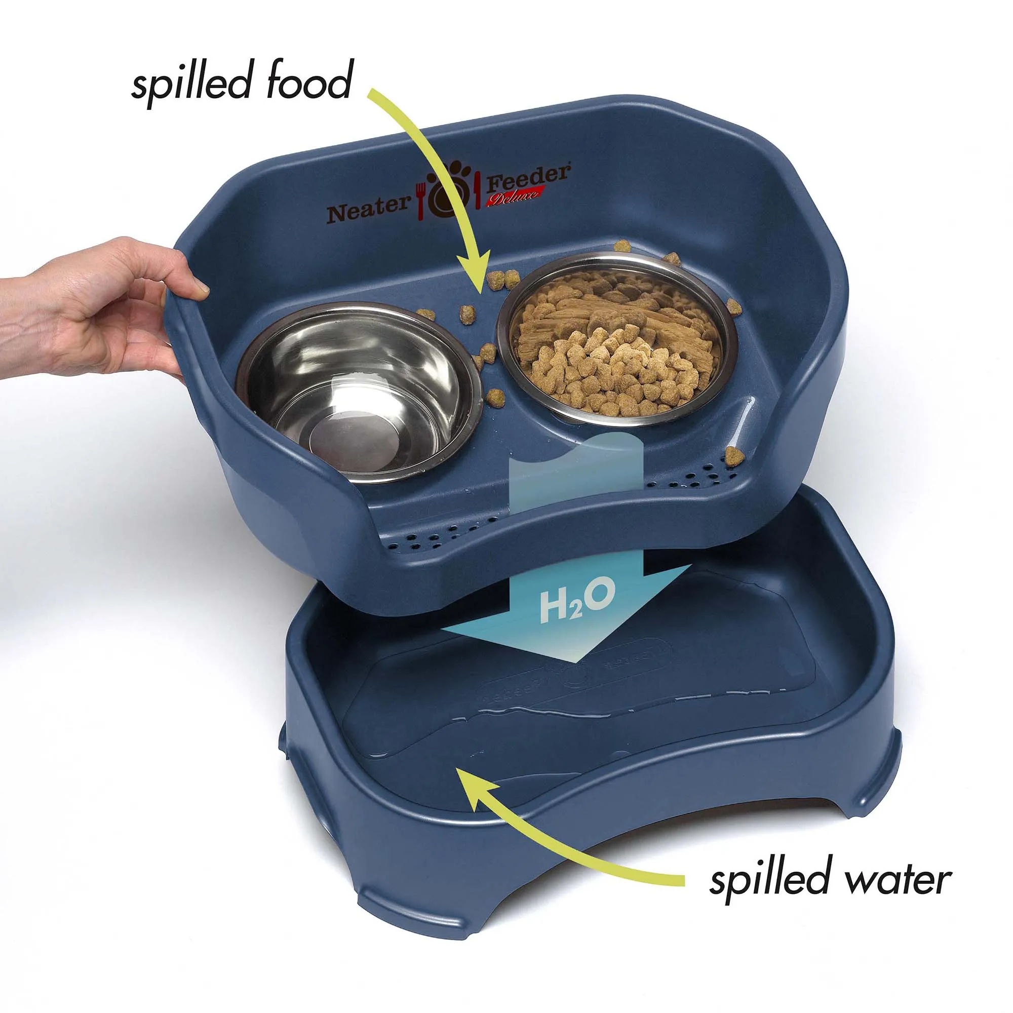 DELUXE Neater Feeder with Stainless Steel Slow Feed Bowl