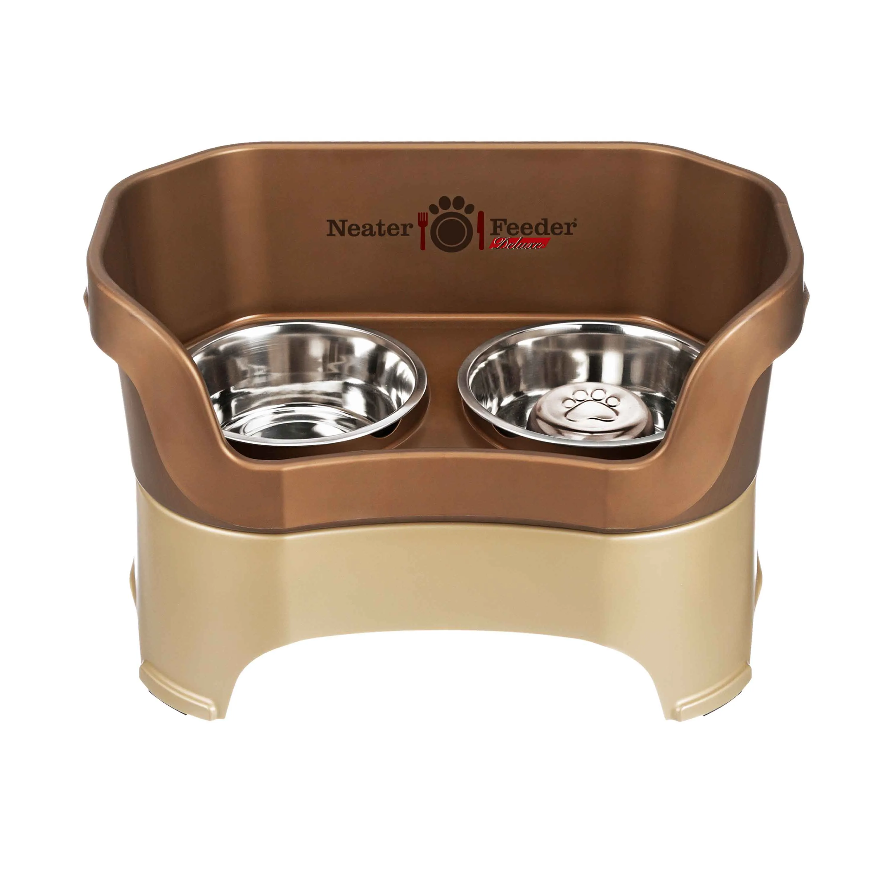 DELUXE Neater Feeder with Stainless Steel Slow Feed Bowl