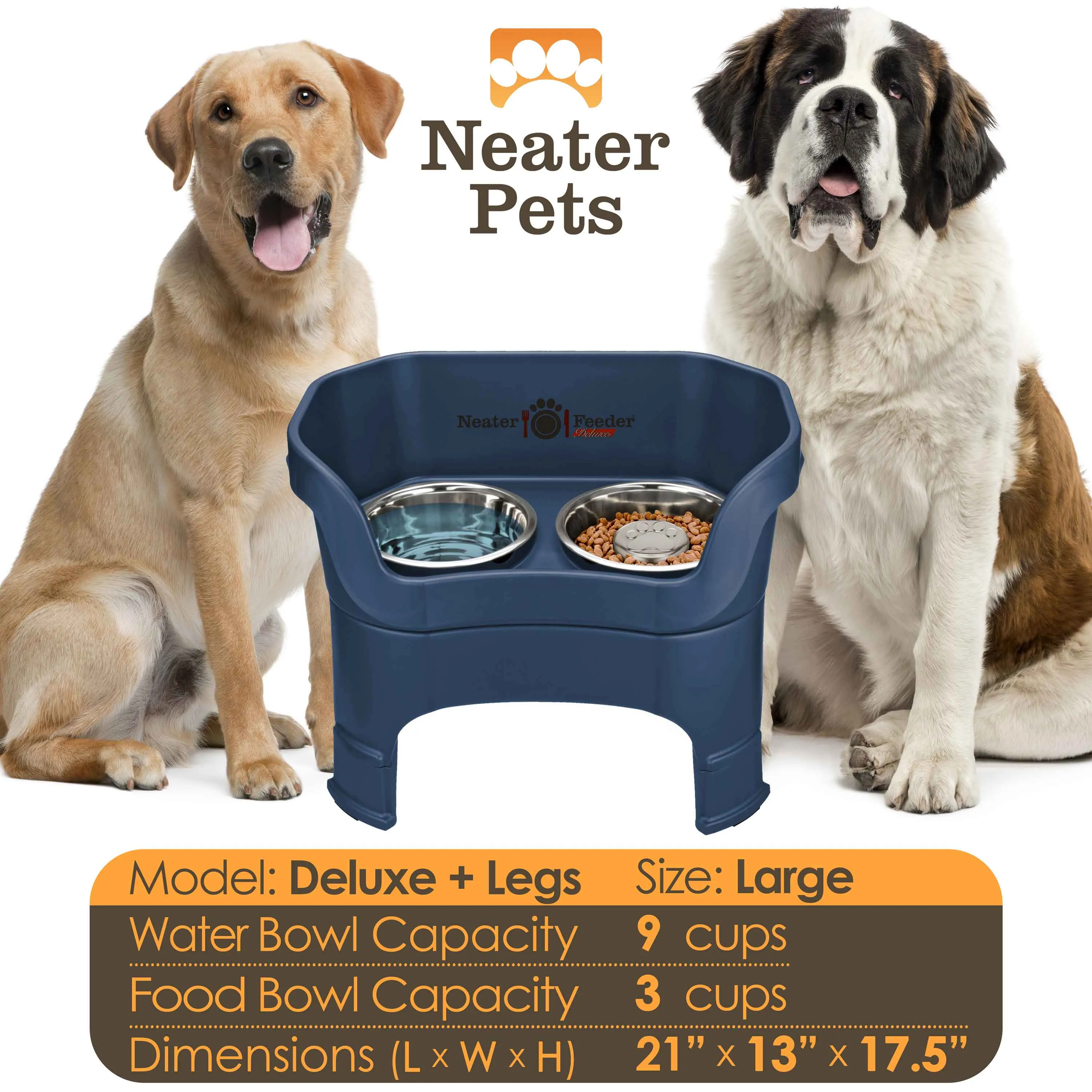 DELUXE Neater Feeder with Stainless Steel Slow Feed Bowl